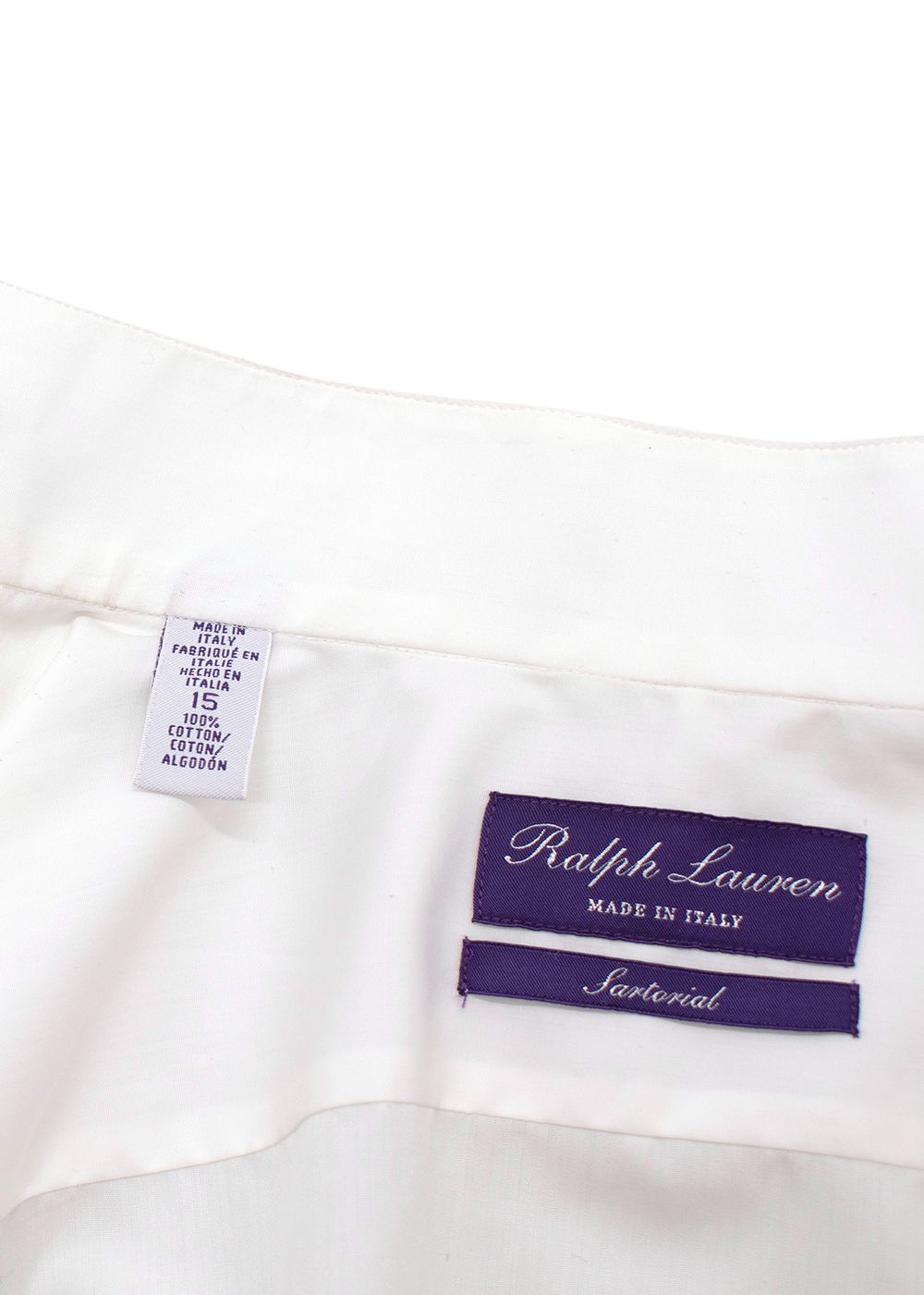 Men's Ralph Lauren Purple Label White Cotton Dress Shirt Size 15