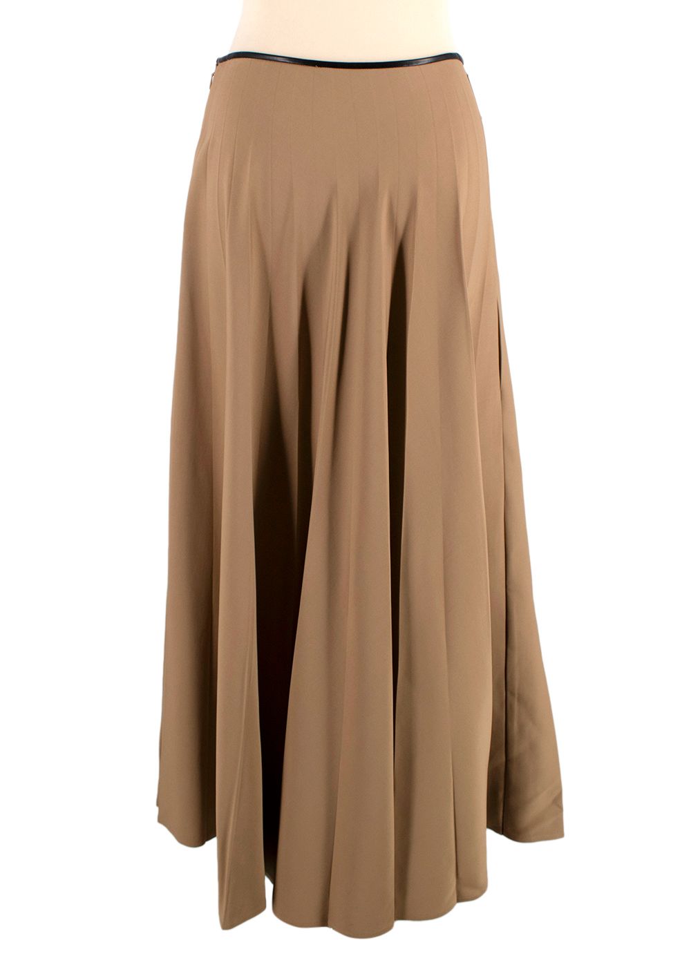 Preowned Peter Do High-rise Stretch-crêpe Midi Skirt Size XS beige viscose