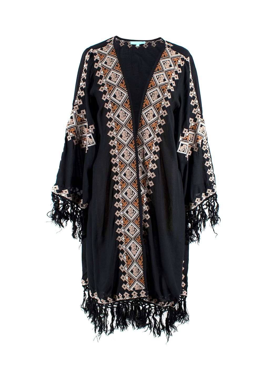 Preowned Melissa Odabash Black Embroidered Kaftan polyester