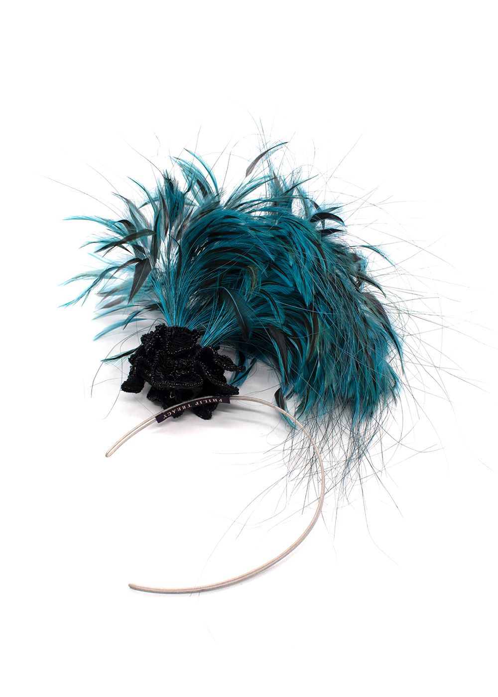 Philip Treacy Bespoke Embellished Turquoise Feather Fascinator