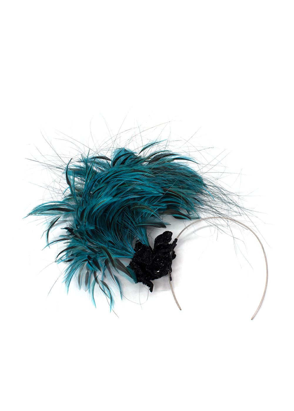 Philip Treacy Bespoke Embellished Turquoise Feather Fascinator