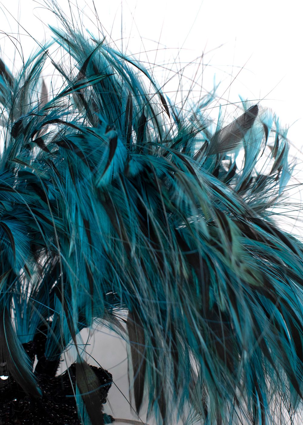 Philip Treacy Bespoke Embellished Turquoise Feather Fascinator