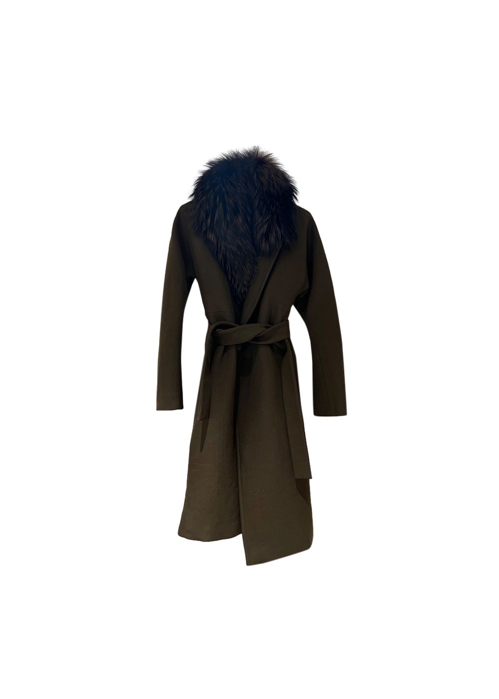 MaxMara Atelier khaki wool  fur wrap coat Size M