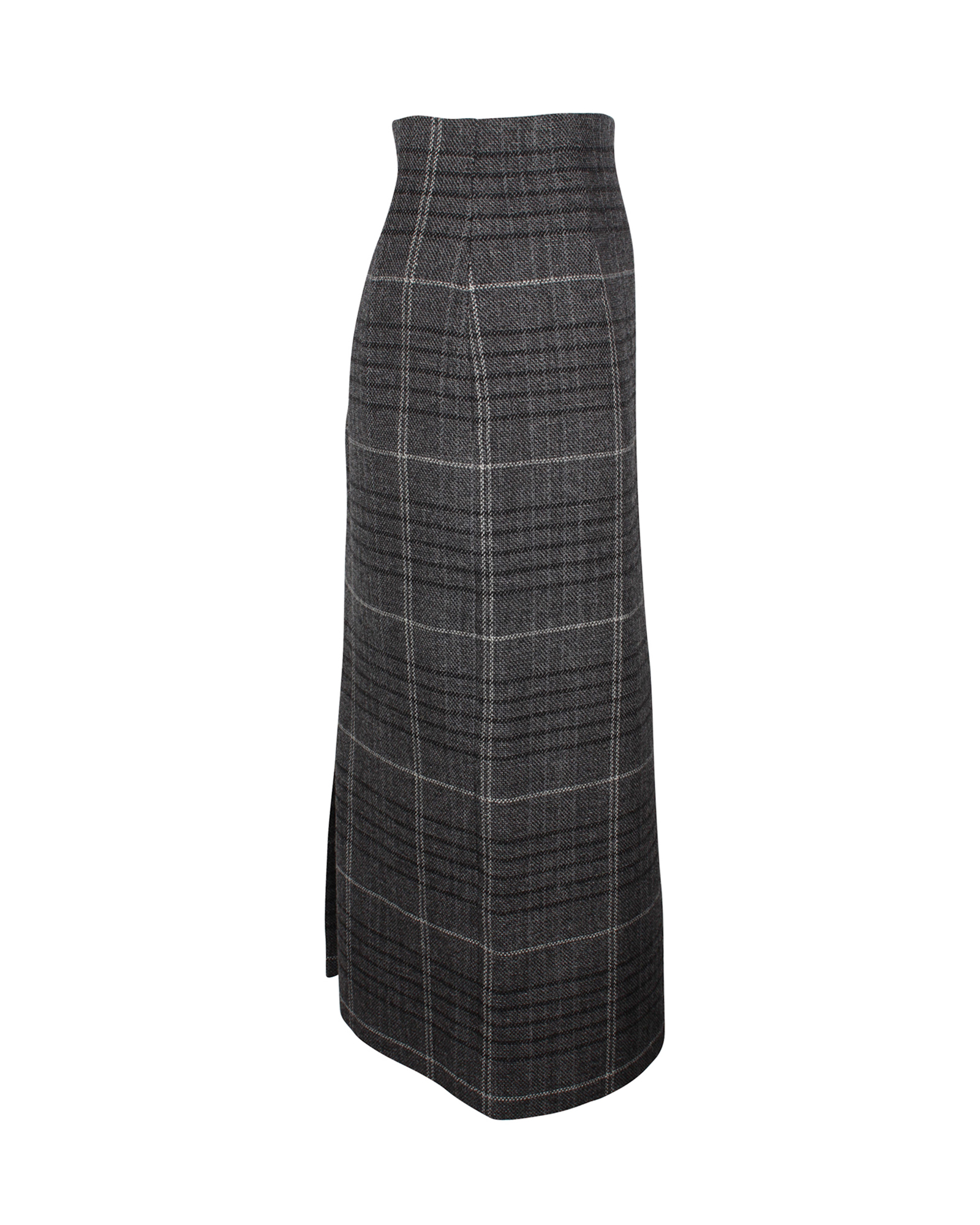 Dior Grey Checked Wool Midi Pencil Skirt Size XS