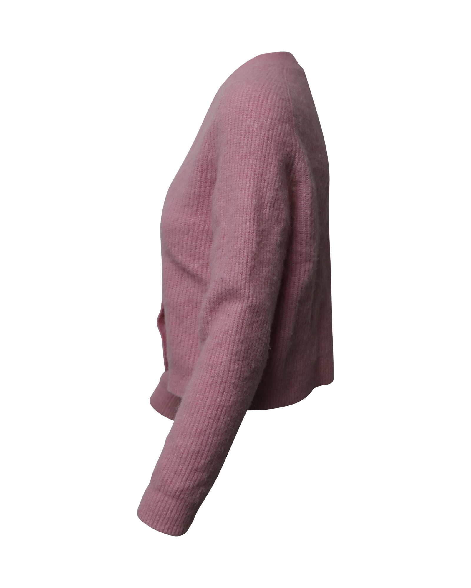 Preowned Ganni Rib Knit Cropped Cardigan Size XS pink wool