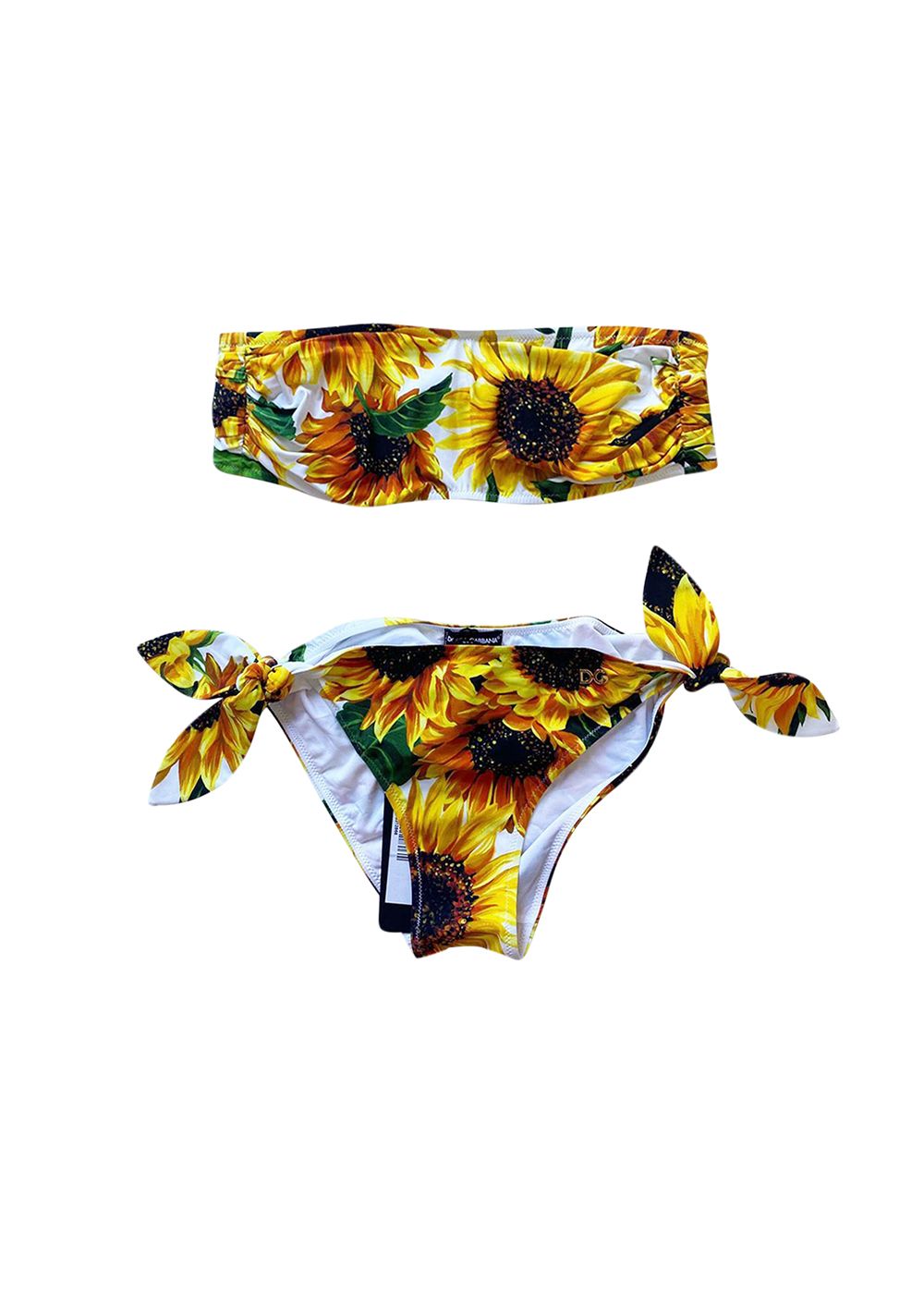 Dolce  Gabbana Sunflower Printed Two Piece Bandeau Bikini Size M Multicolour polyamide/elasthan