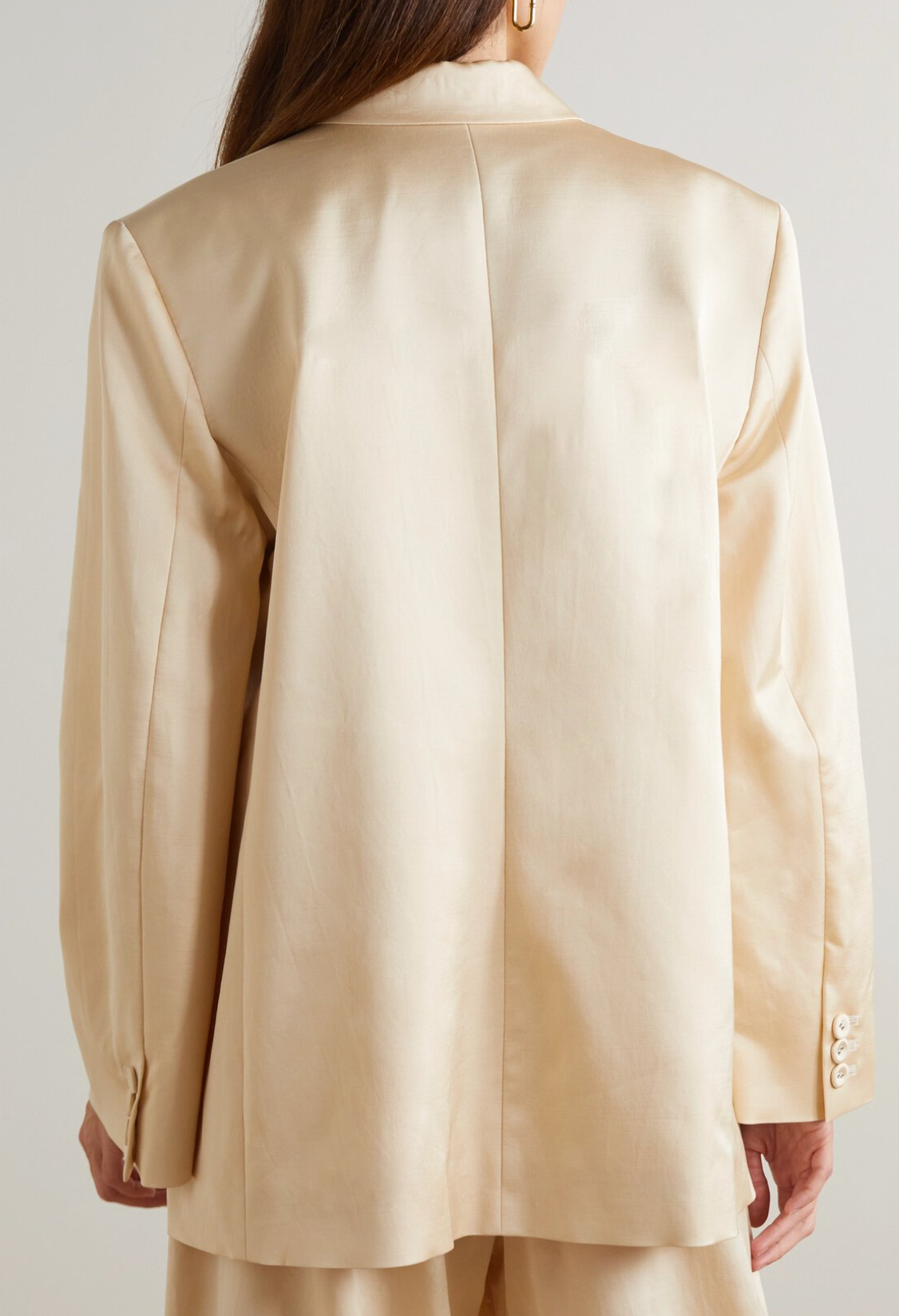 By Malene Birger Povilos Pleated Wide-Leg Pants  Osettan Wool-Blend Blazer Size XS Beige wool