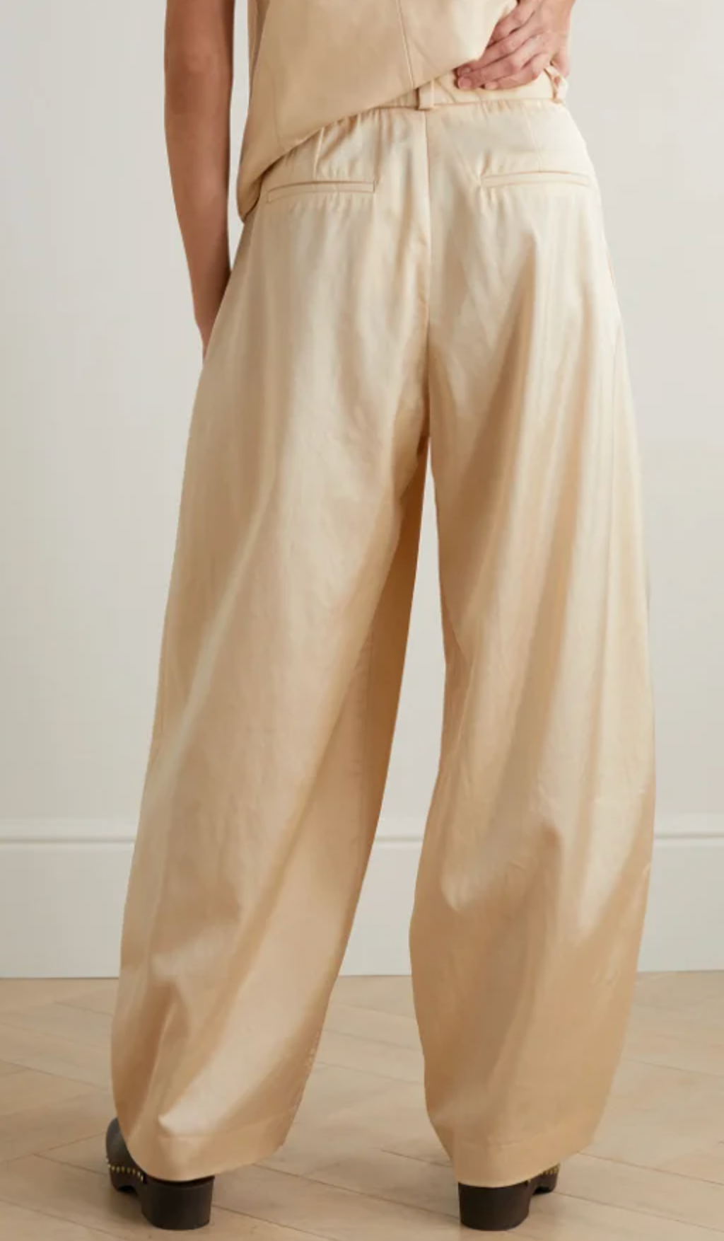 By Malene Birger Povilos Pleated Wide-Leg Pants  Osettan Wool-Blend Blazer Size XS Beige wool