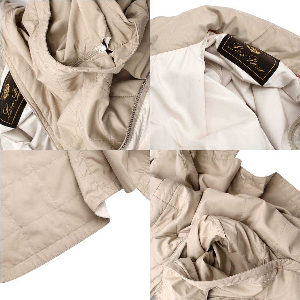 Loro Piana Beige Quilted Convertible Jacket Size L