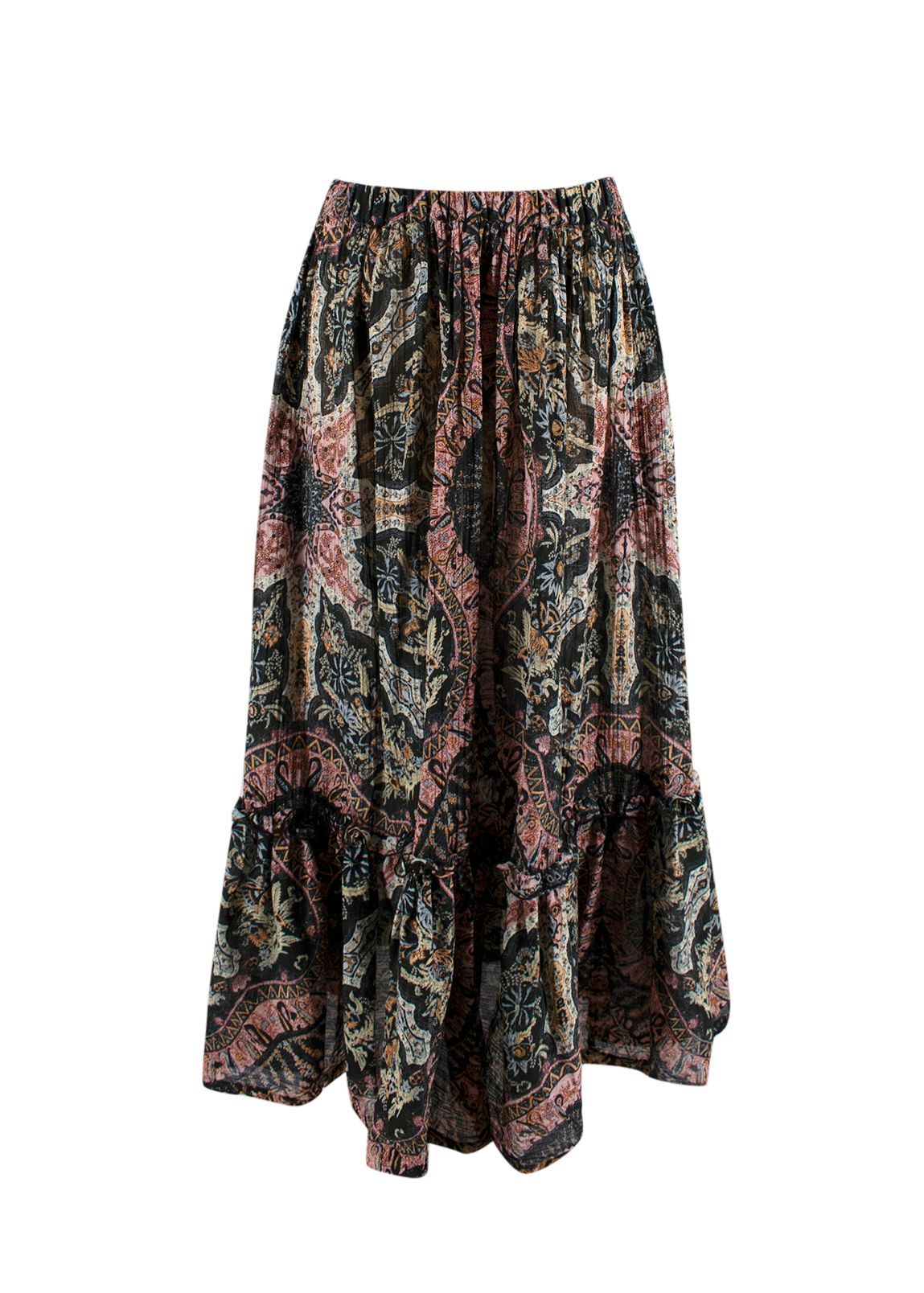 Etro Silk Blend Printed Midi Skirt Size S