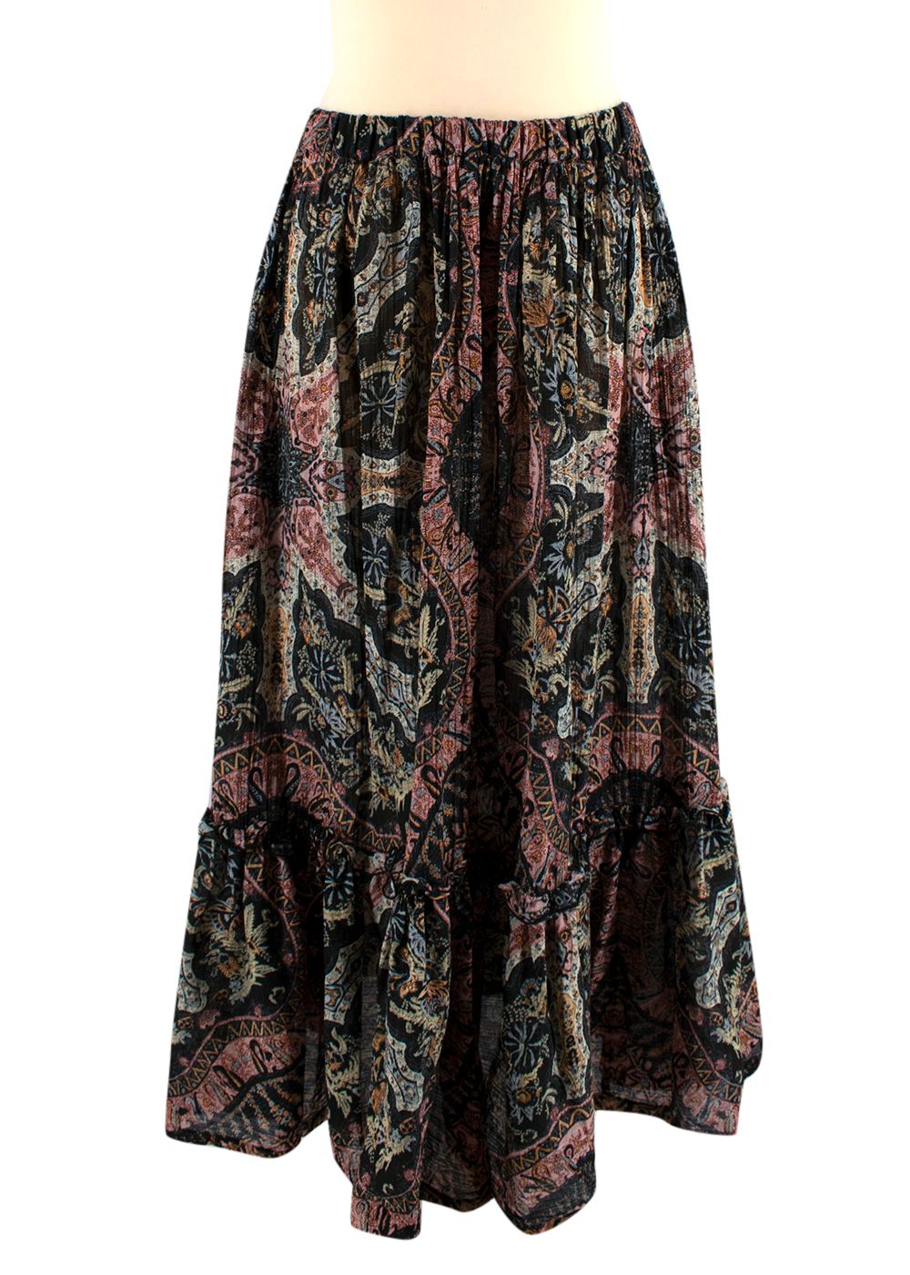 Etro Silk Blend Printed Midi Skirt Size S