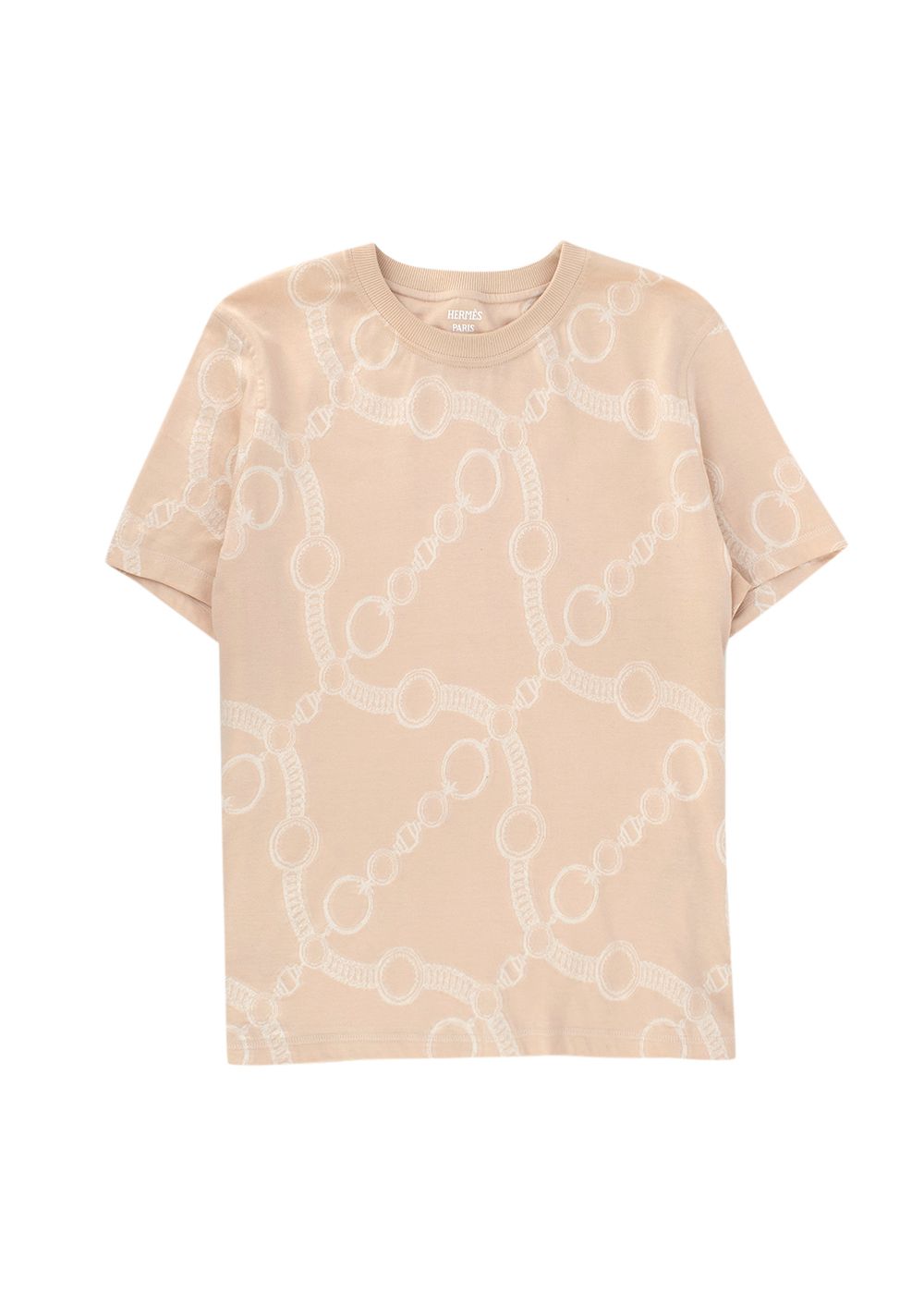 Hermes Beige Chain Print T-Shirt Size L beige white cotton