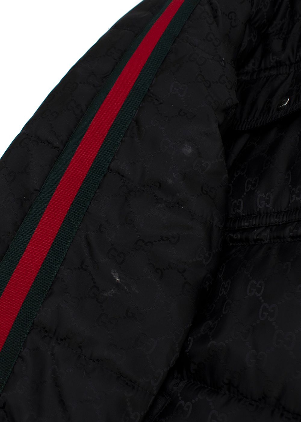 Boys Preowned Gucci Kids 12Y Black Monogram Logo Puffer Jacket Size 10 Years + polyester