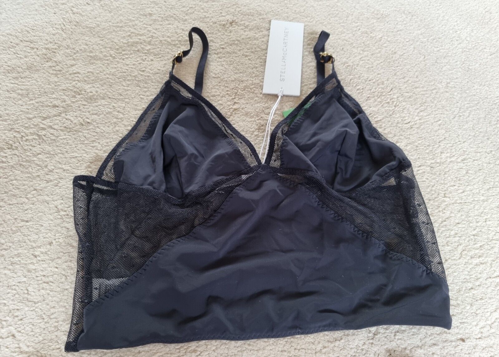 Stella McCartney Black Mesh Bralette and Brief Set Size L polyamide/elastane