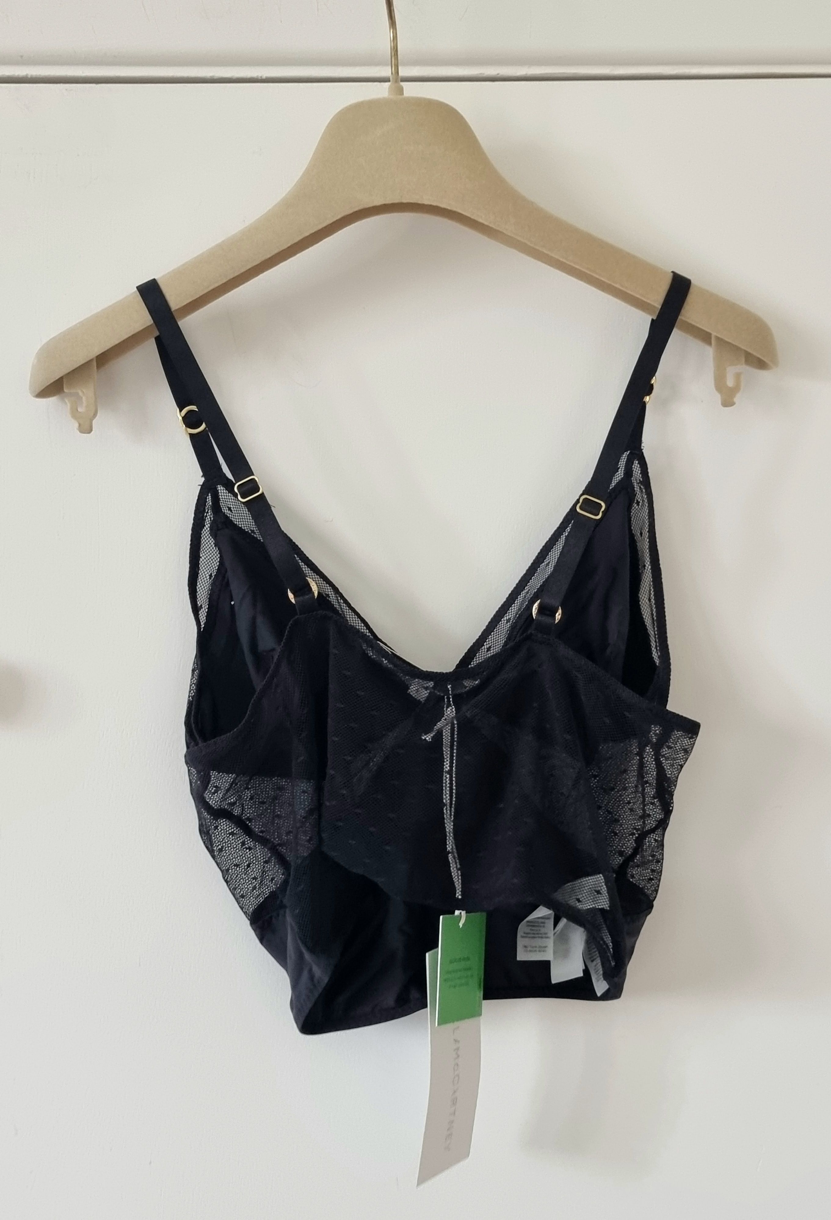 Stella McCartney Black Mesh Bralette and Brief Set Size L polyamide/elastane