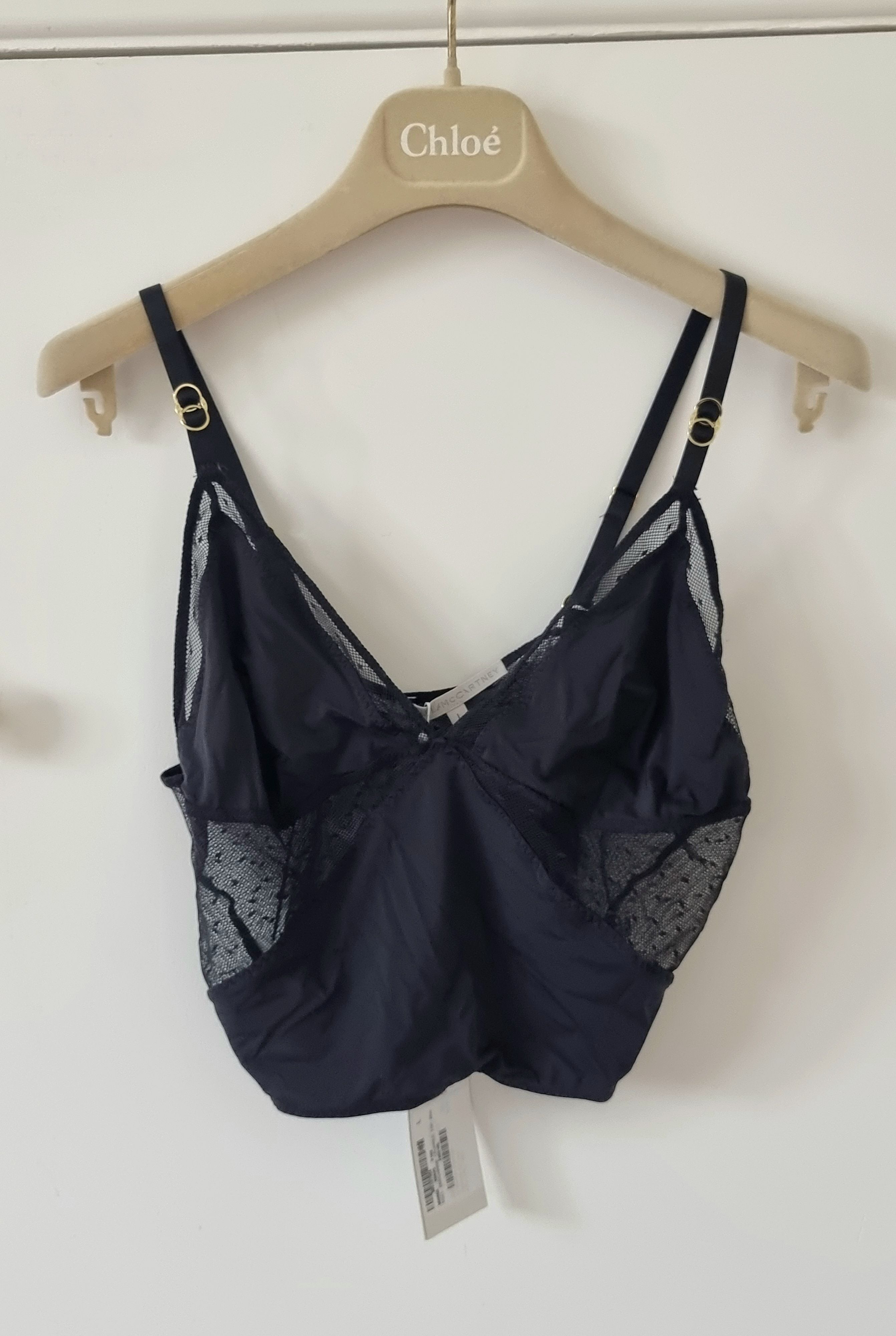 Stella McCartney Black Mesh Bralette and Brief Set Size L polyamide/elastane