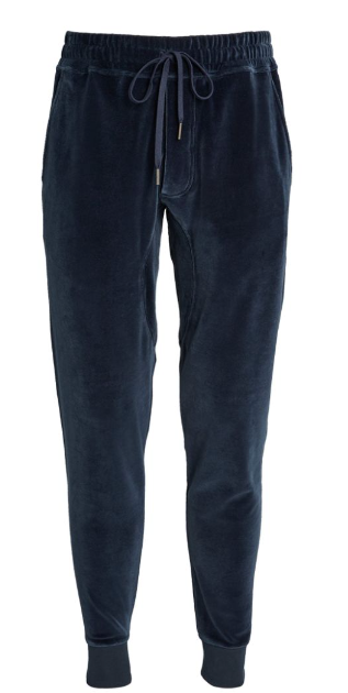 Men's Tom Ford Navy Velour Sweatpants Size XXL Navy Blue cotton/polyamide/elastane