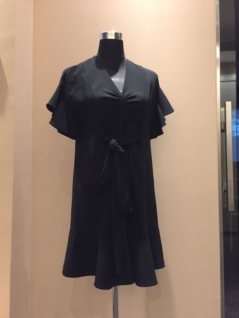 Preowned Miu Miu Black Ruffled Dress acetate