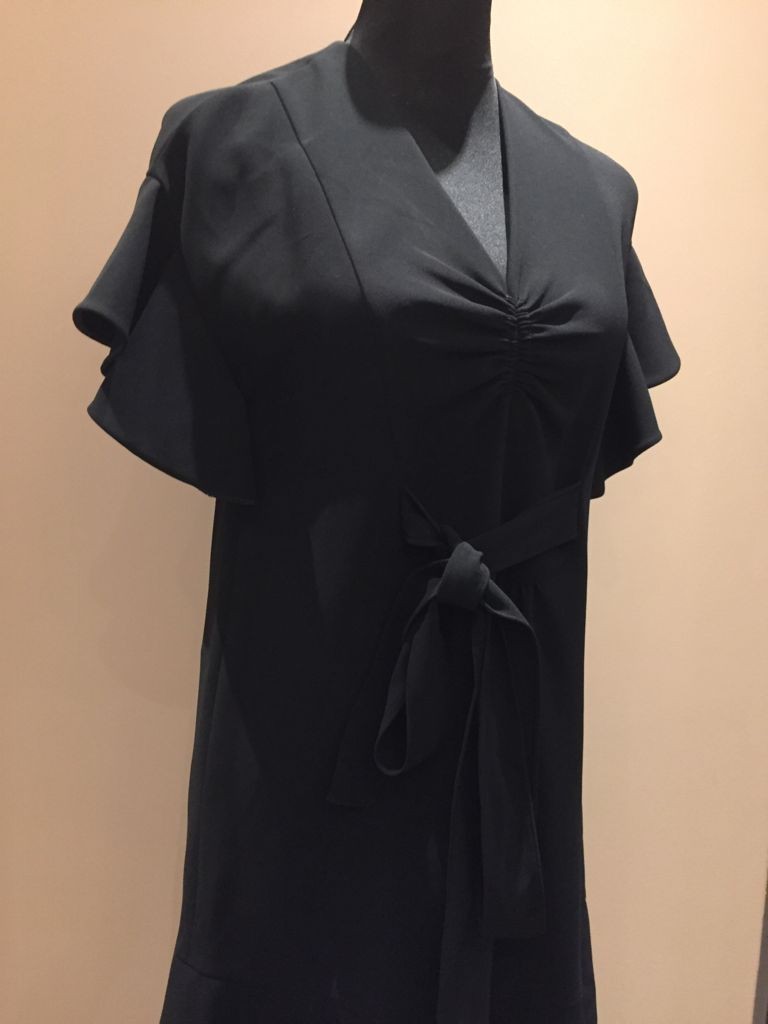 Preowned Miu Miu Black Ruffled Dress acetate