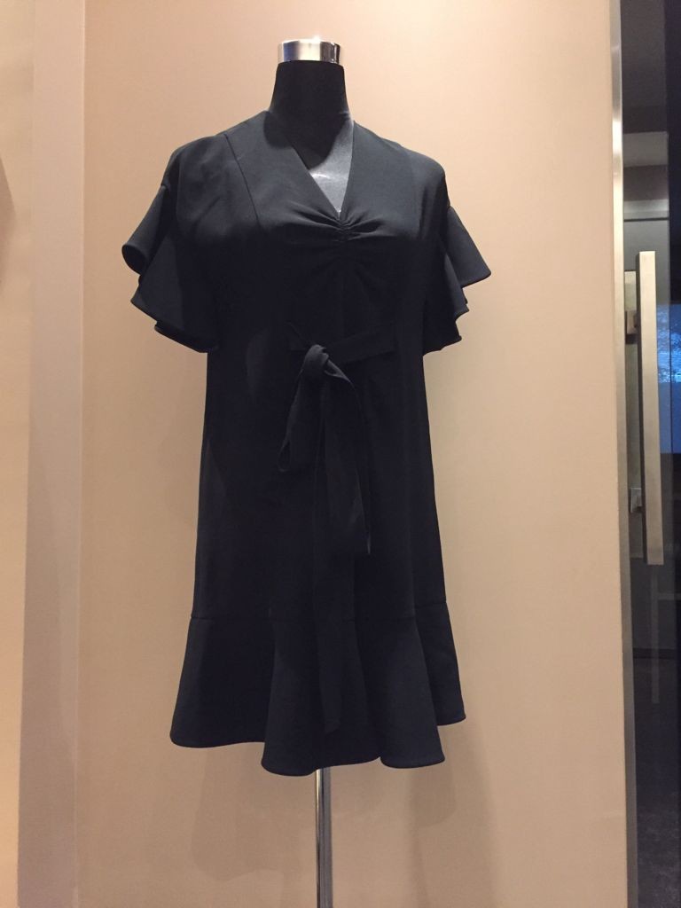 Preowned Miu Miu Black Ruffled Dress acetate