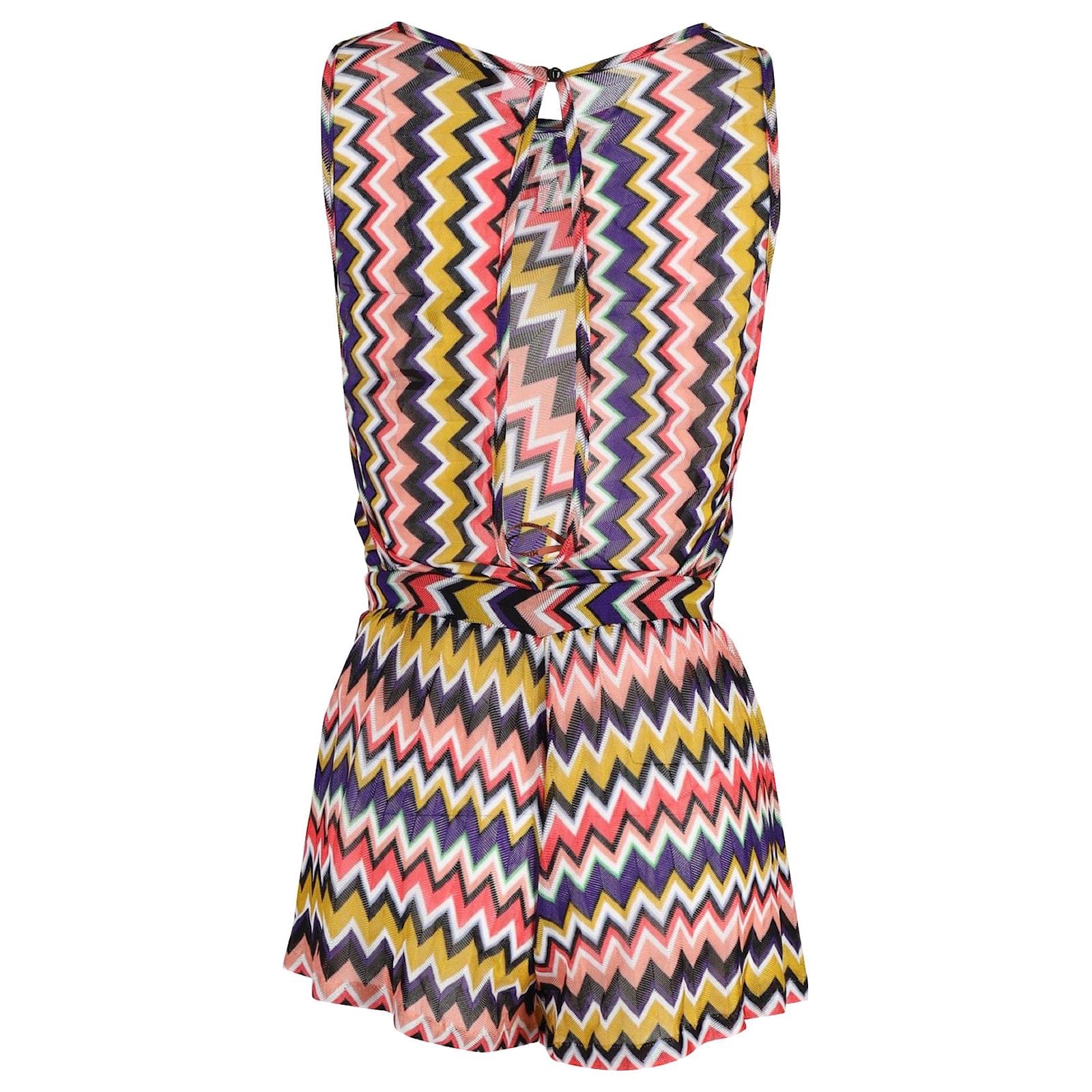 Preowned Missoni Multicoloured Zig Zag Playsuit Size XS Multicolour synthetic