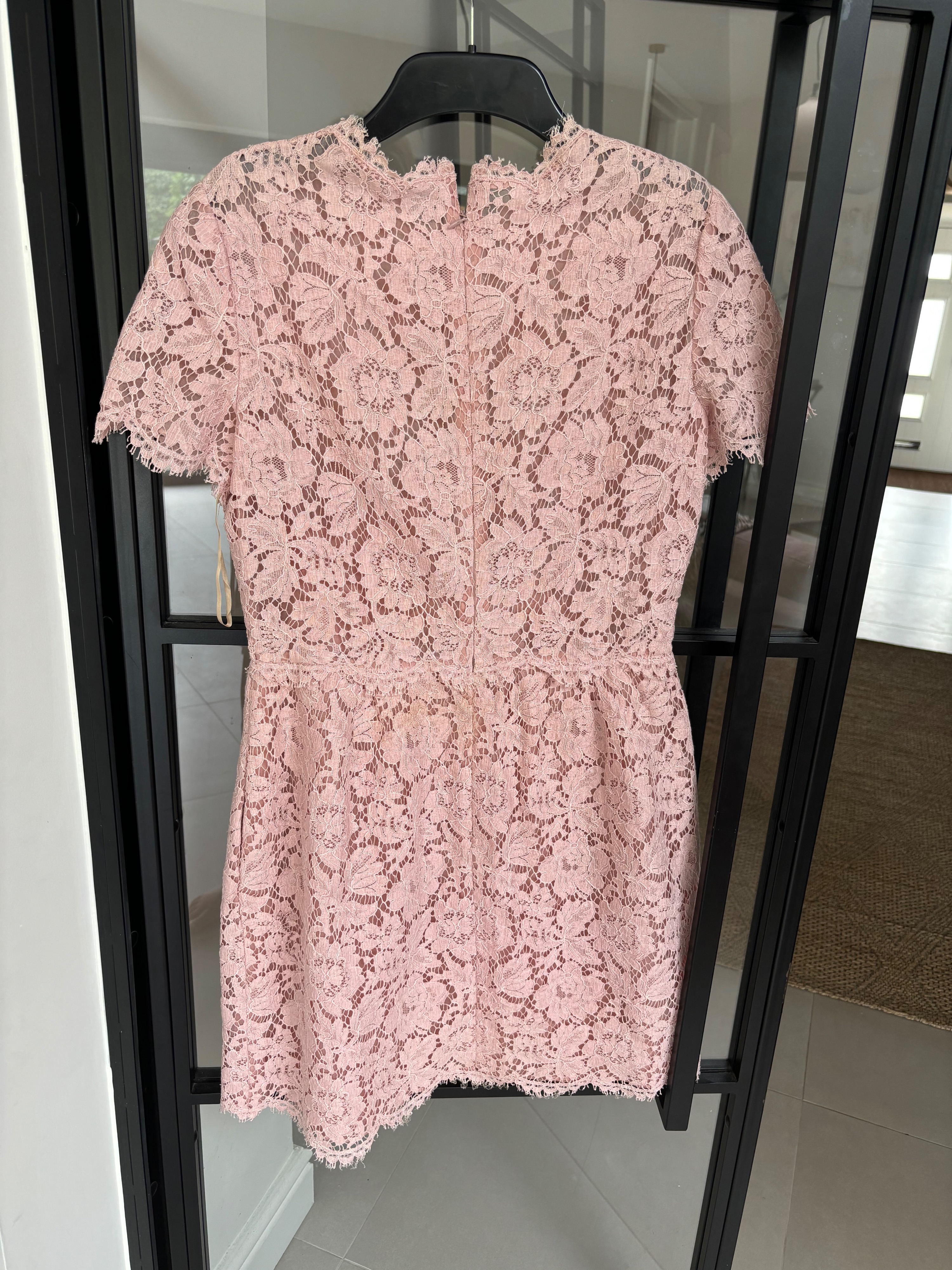 Preowned Valentino Blush Pink Lace Dress Size M see label