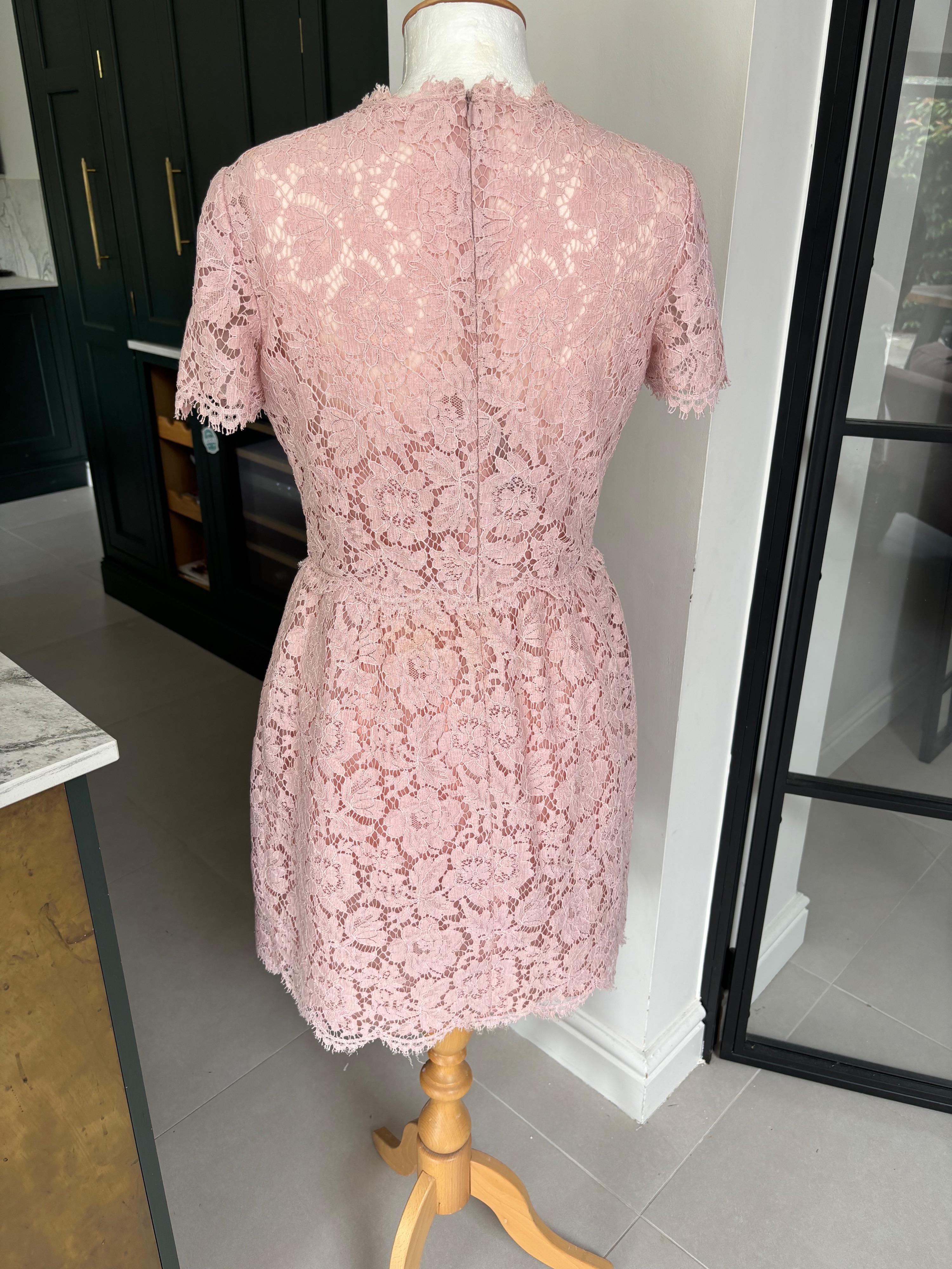 Preowned Valentino Blush Pink Lace Dress Size M see label