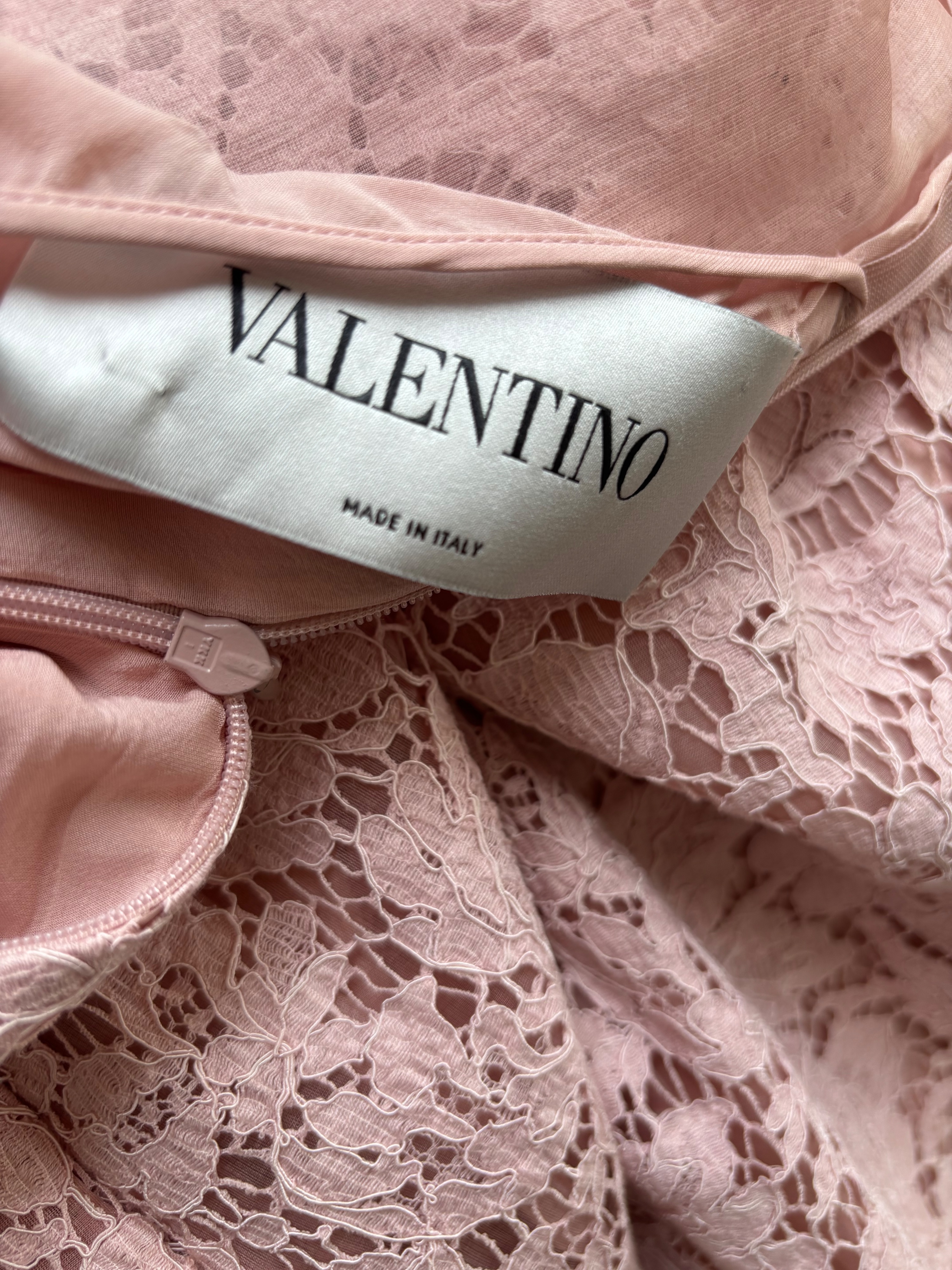 Preowned Valentino Blush Pink Lace Dress Size M see label