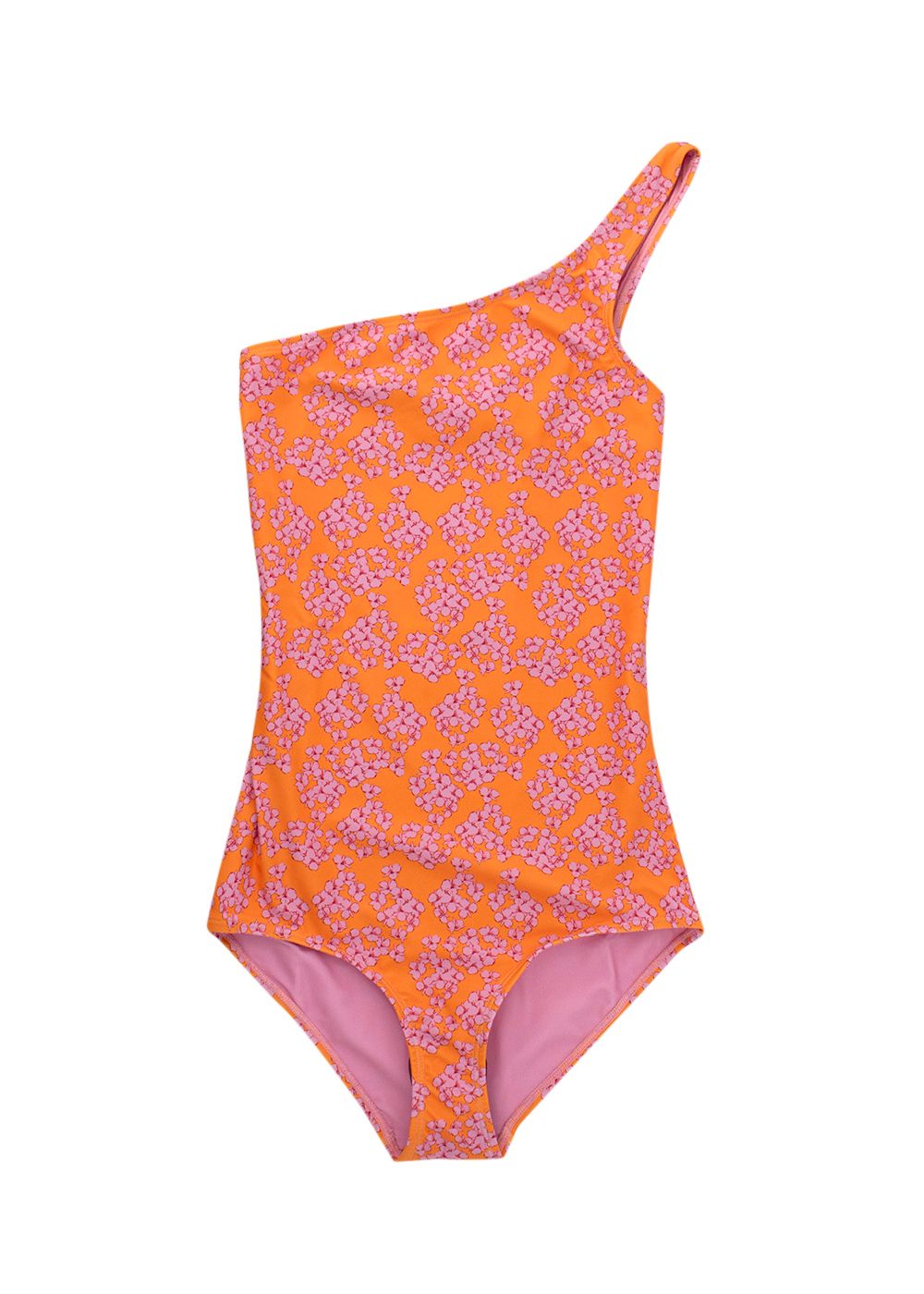 Borgo De Nor X Talia Collins Orange Floral Sirona Asymmetric Swimsuit Size XL pink orange recycled polyamide/elastane