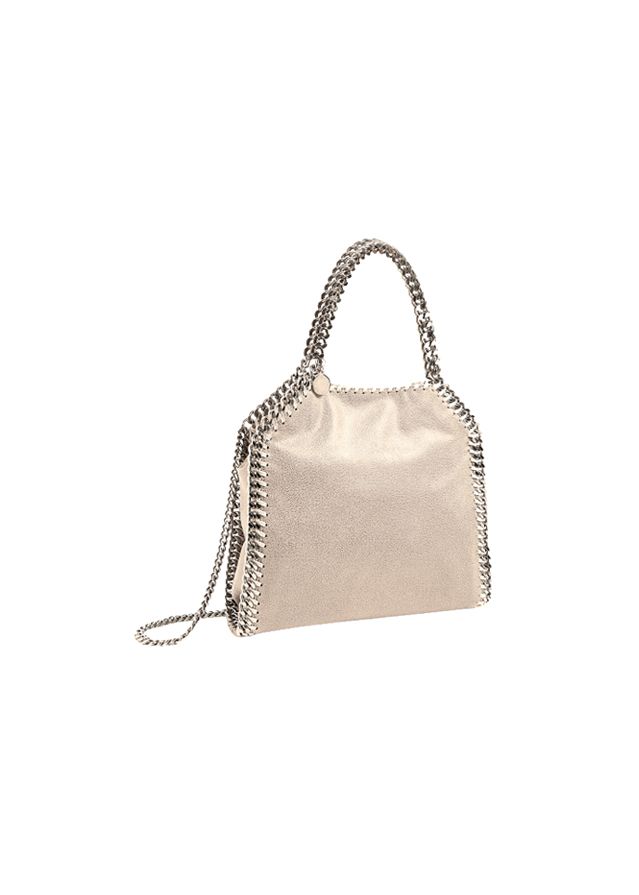 Preowned Stella McCartney Silver metallic Shaggy Deer Falabella mini tote bag Size S gold leather