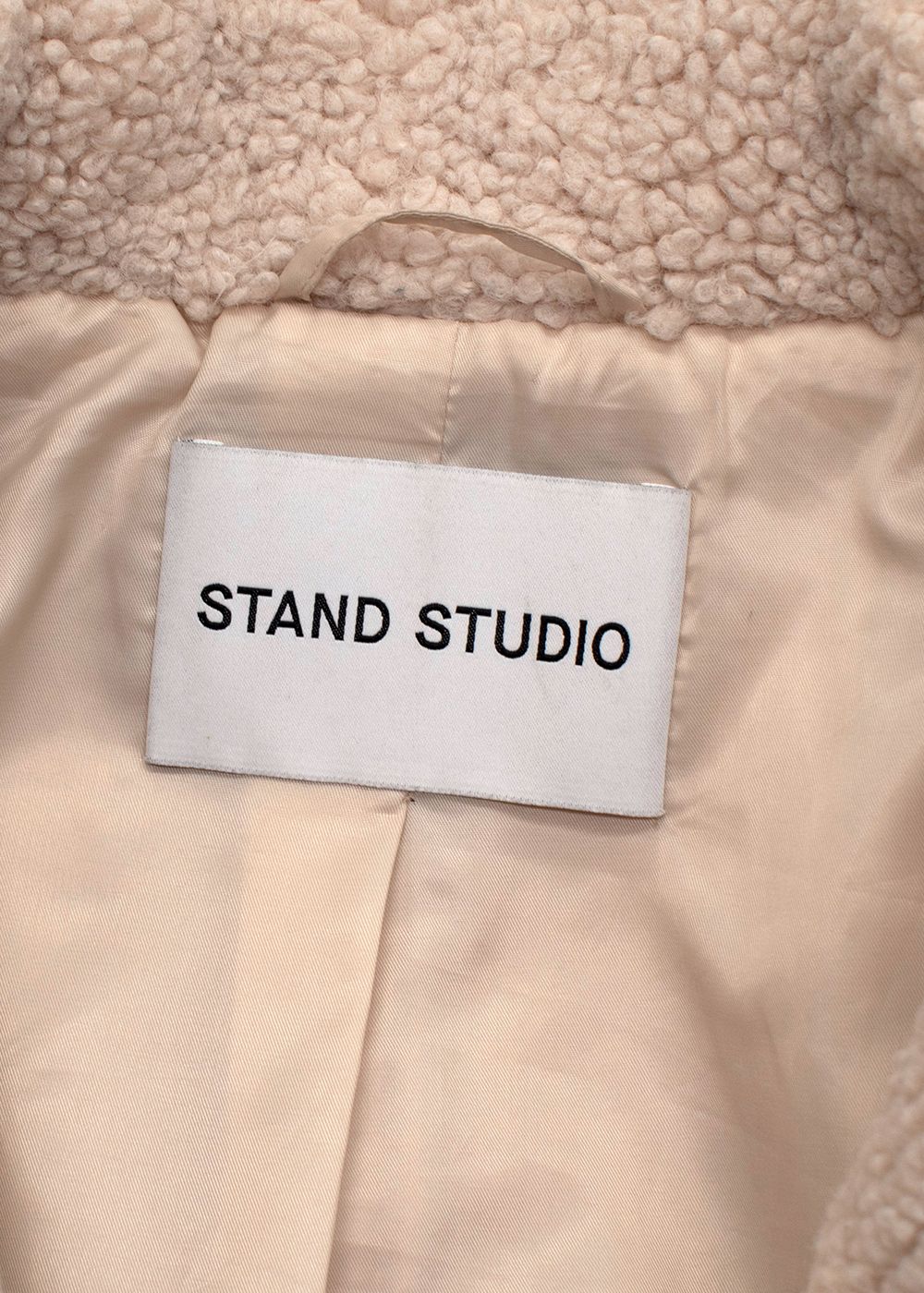 Preowned Stand Studio Cream Double Breasted Teddy Jacket Size S faux fur