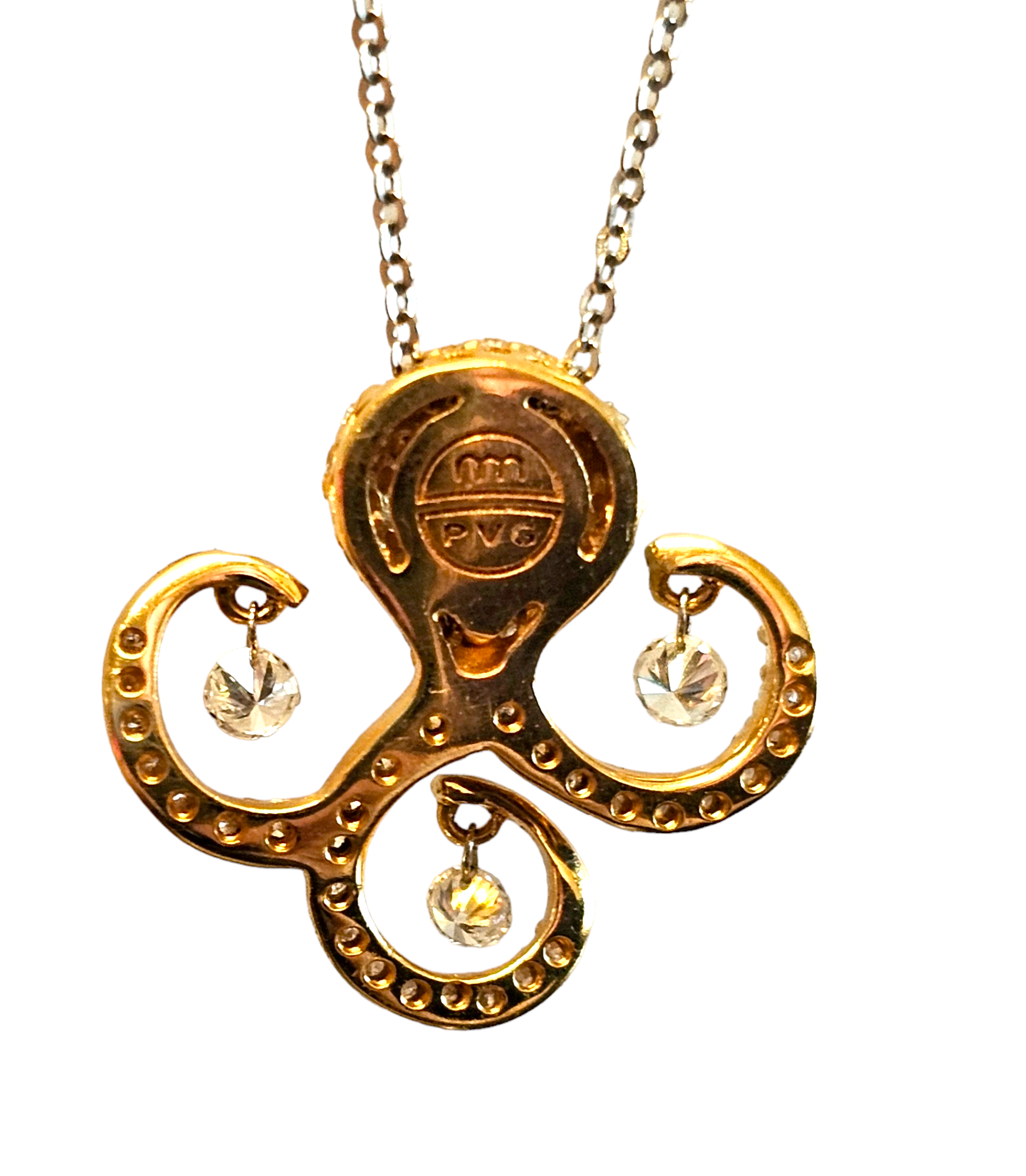 Ponte Vecchio Vega 18ct Rose Gold Diamond Whitby Jet Octopus Necklace yellow gold ct gold