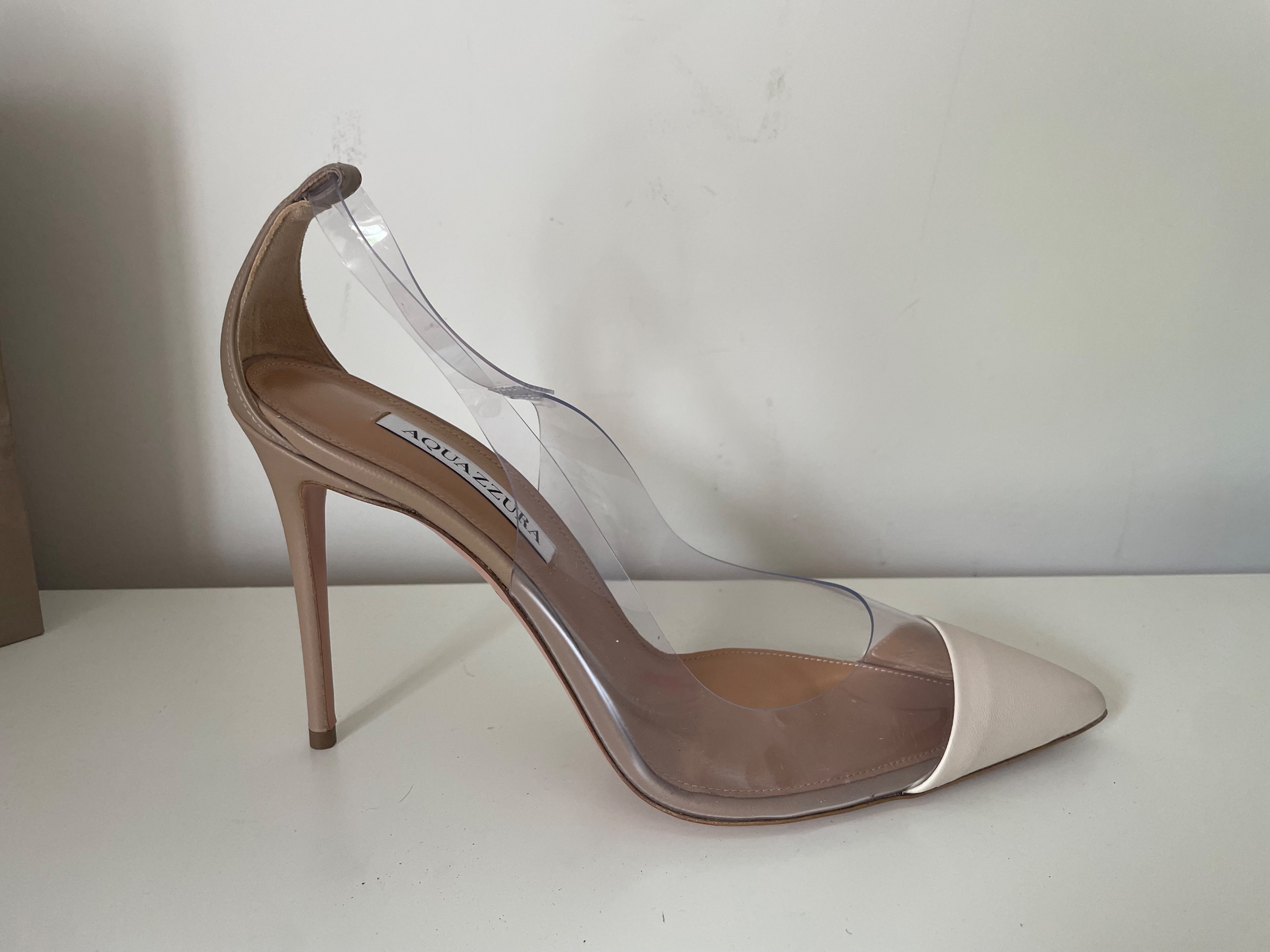 Aquazzura Aquazzrua Naked 105 Pumps Size 40 Nude Beige leather/pvc