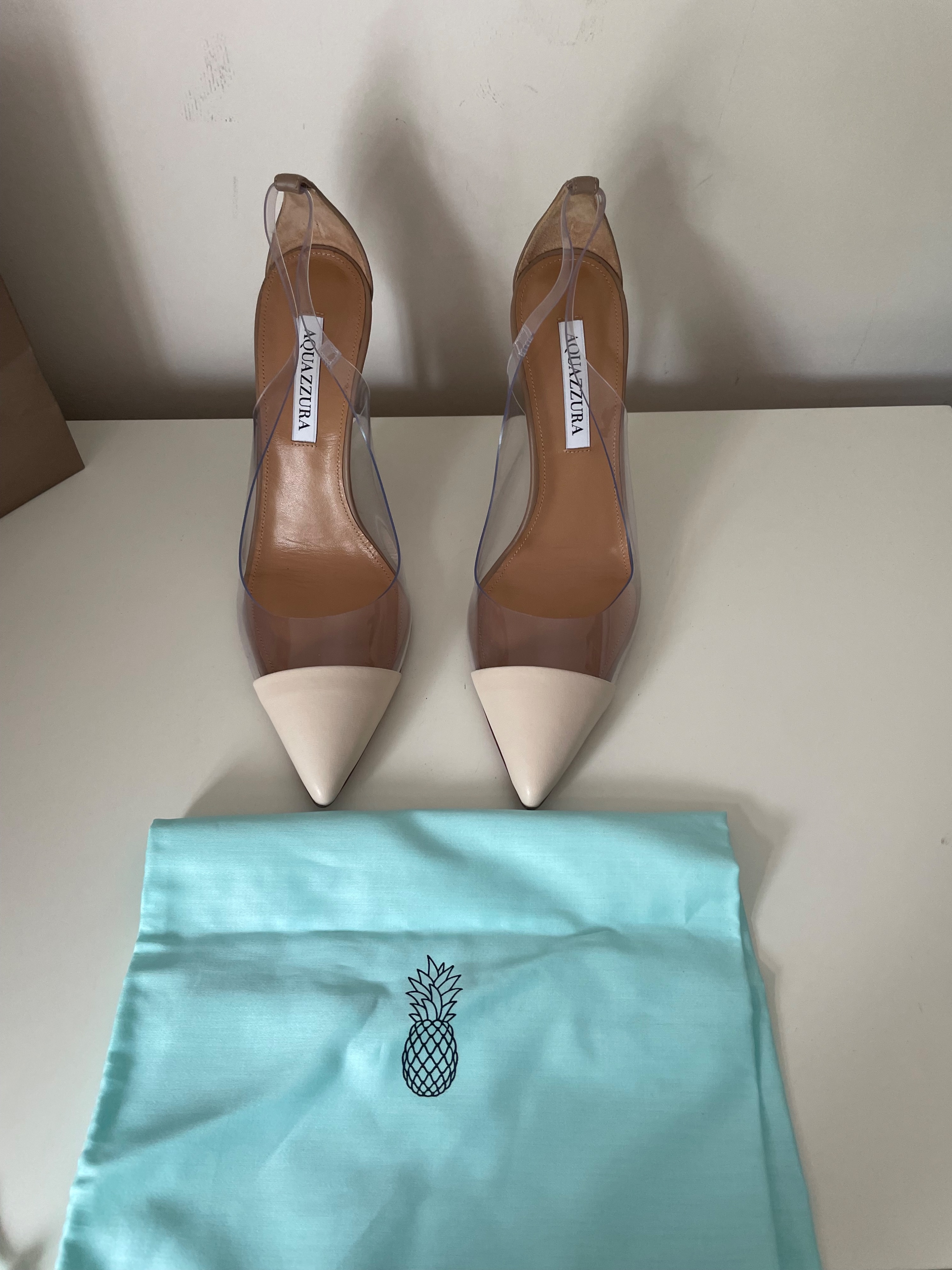 Aquazzura Aquazzrua Naked 105 Pumps Size 40 Nude Beige leather/pvc