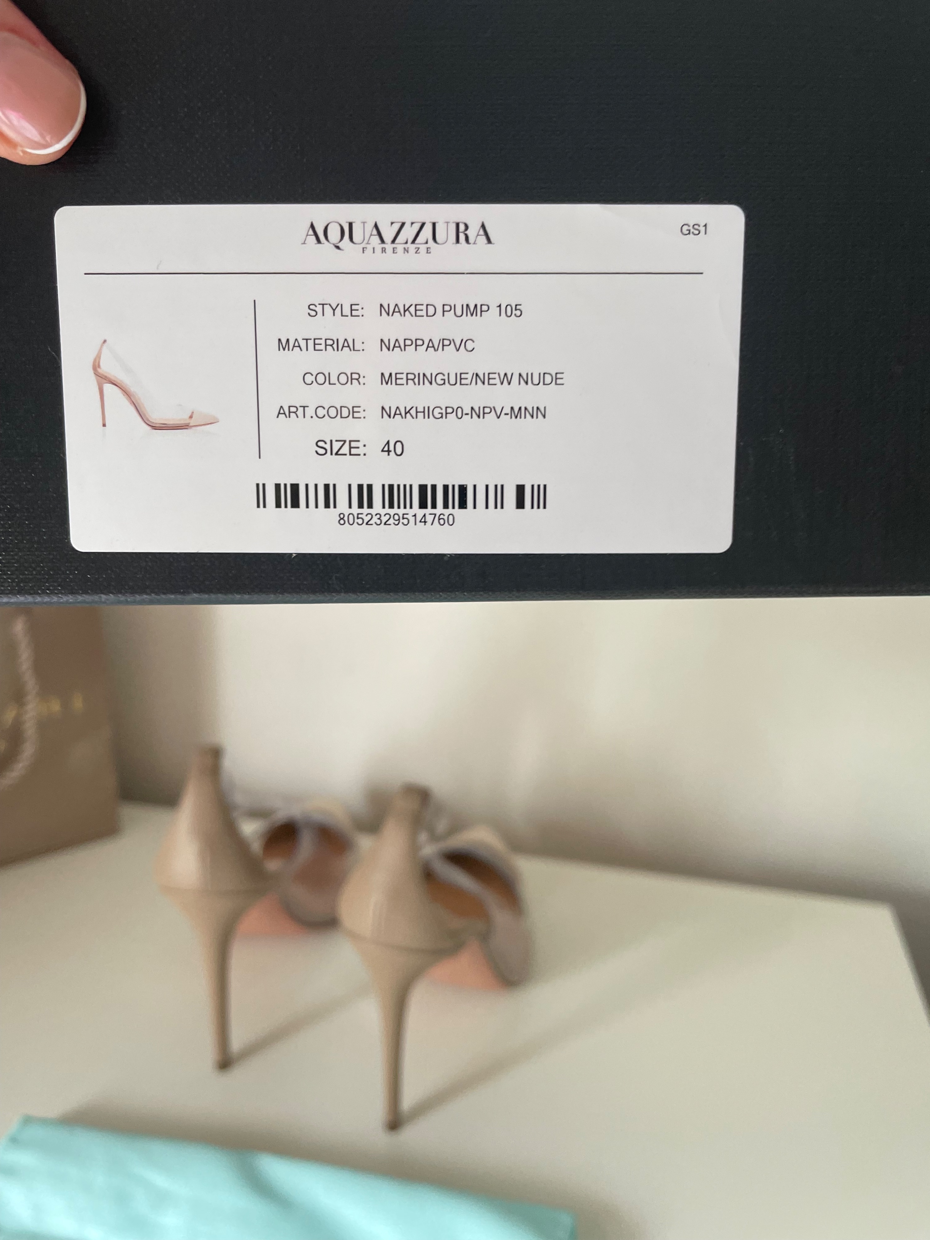 Aquazzura Aquazzrua Naked 105 Pumps Size 40 Nude Beige leather/pvc