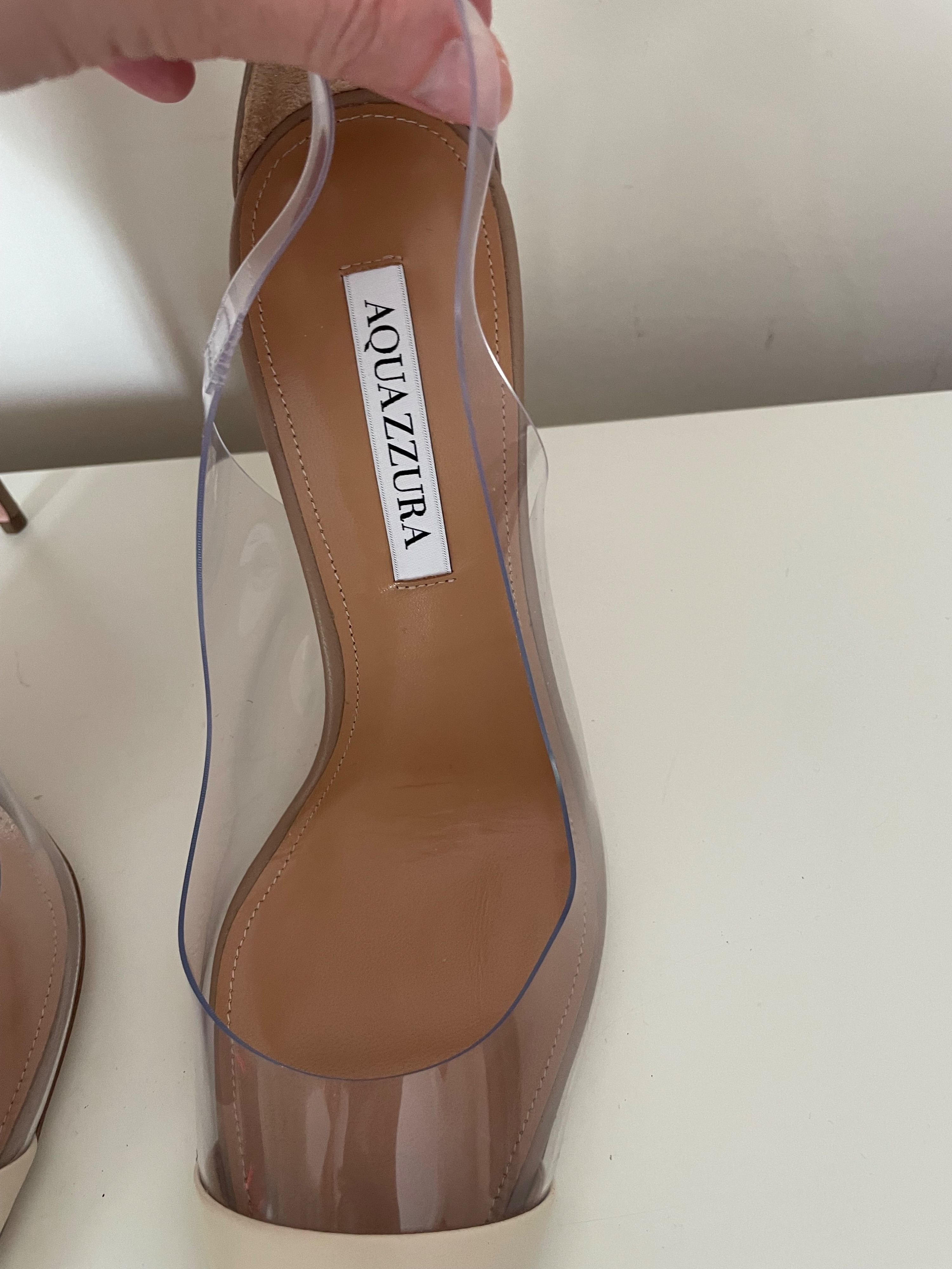 Aquazzura Aquazzrua Naked 105 Pumps Size 40 Nude Beige leather/pvc