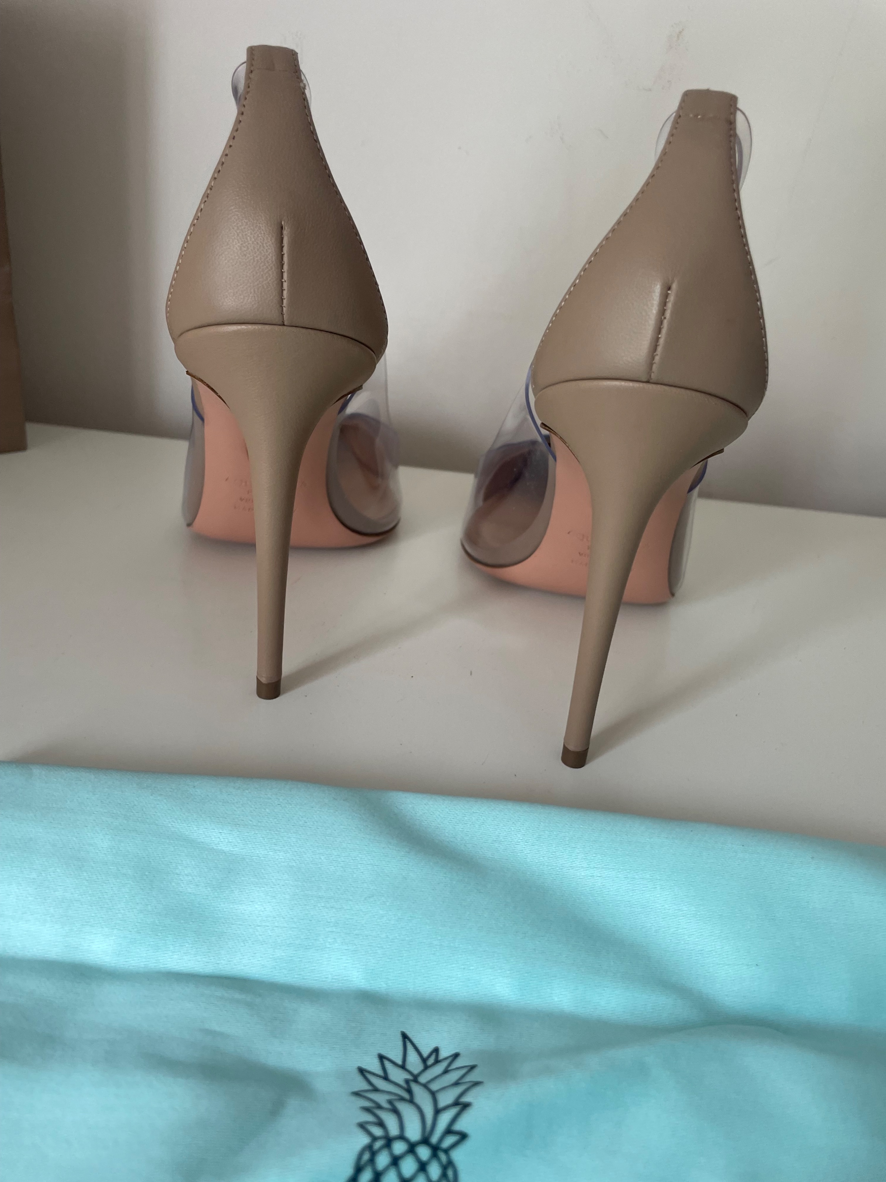 Aquazzura Aquazzrua Naked 105 Pumps Size 40 Nude Beige leather/pvc