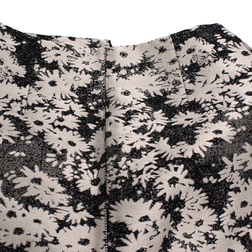 Preowned Stella McCartney Jacquard Floral Print Strapless Top and Skirt Size S Black  White cotton