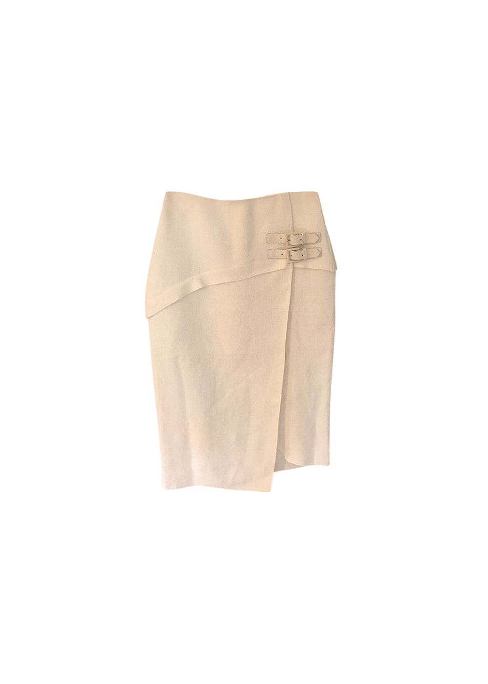 Preowned Ermanno Scervino White Linen Buckle Skirt Size M