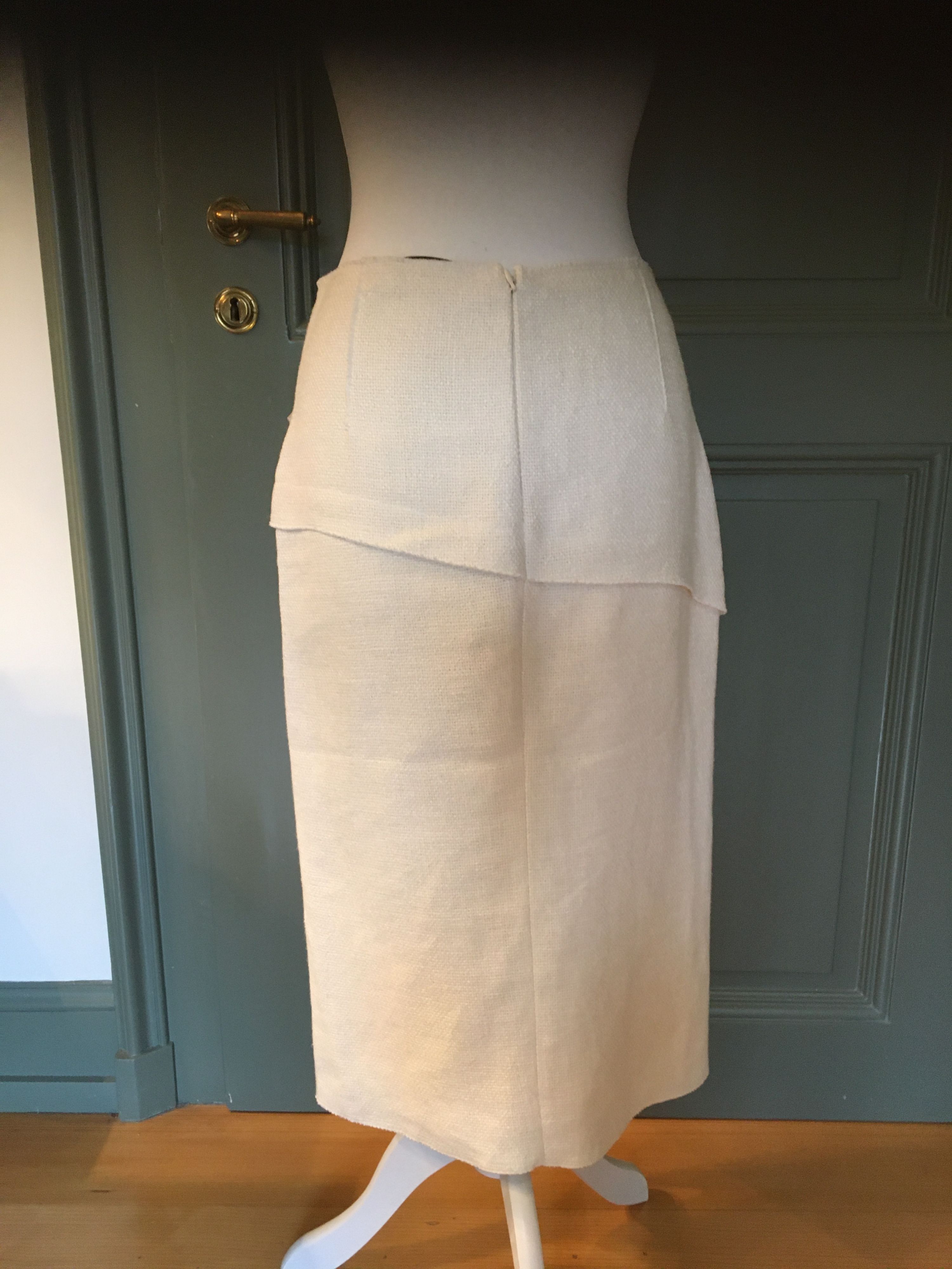 Preowned Ermanno Scervino White Linen Buckle Skirt Size M