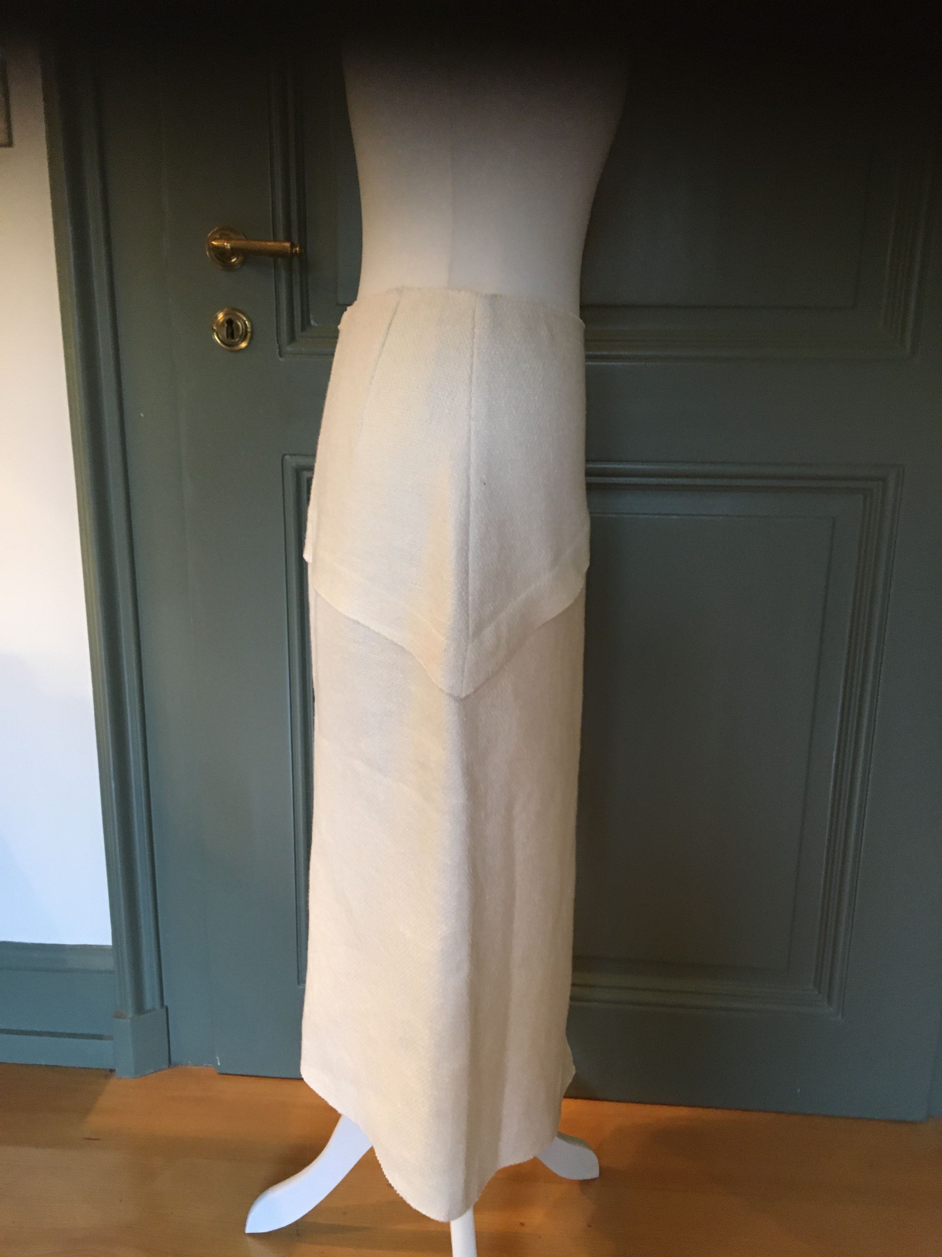 Preowned Ermanno Scervino White Linen Buckle Skirt Size M