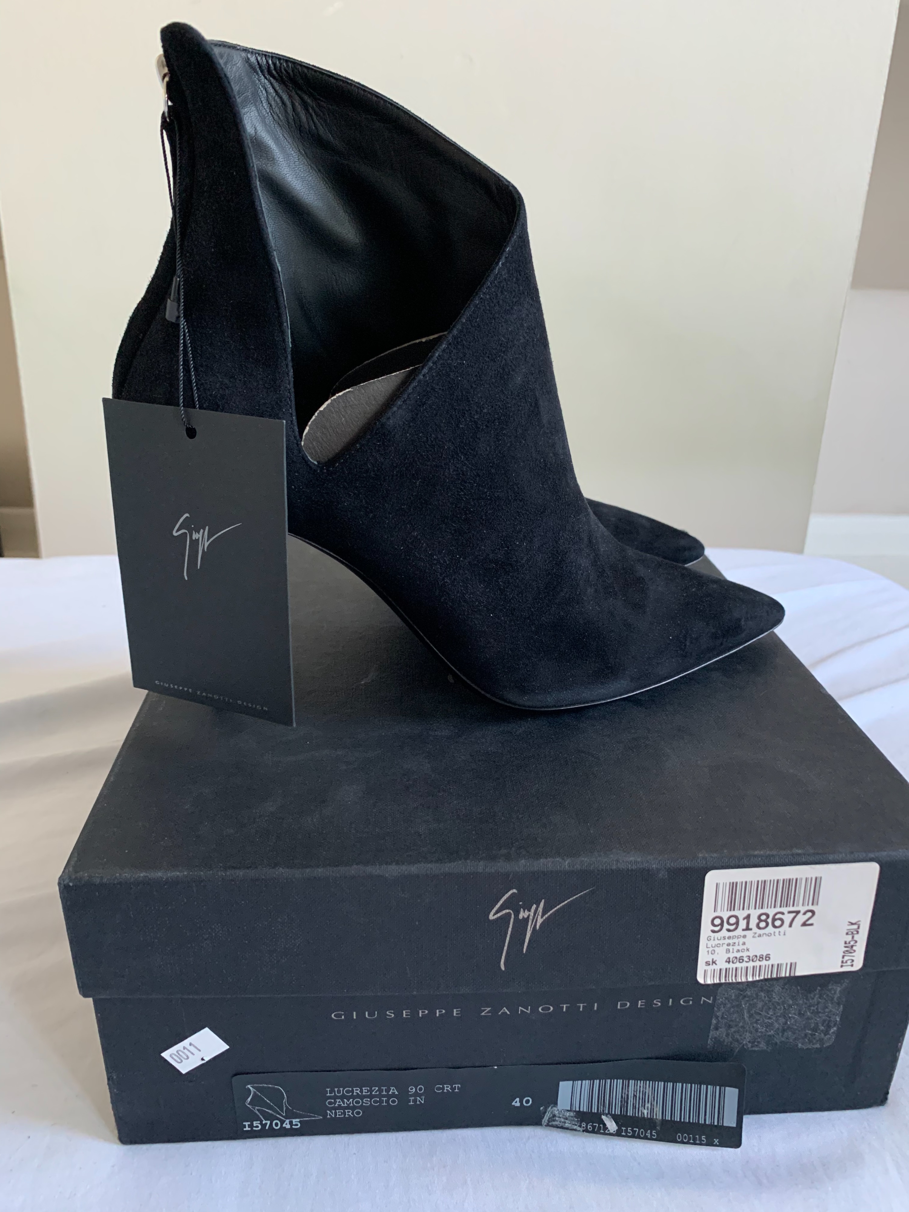 Giuseppe Zanotti Black Suede Lucrezia Ankle Boots Size 40