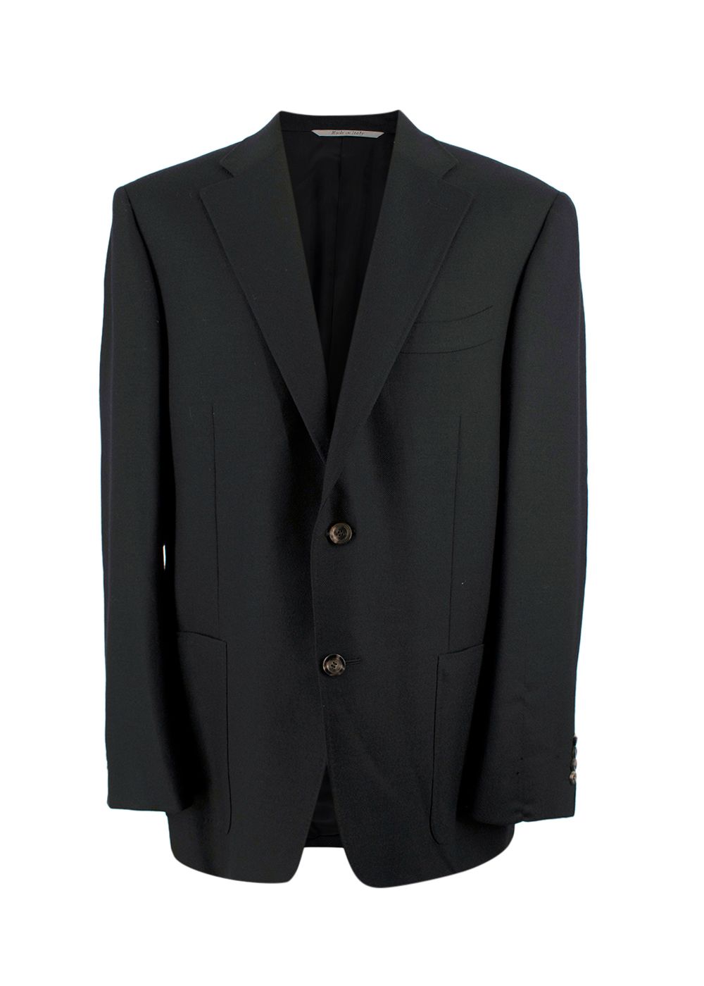 Canali Black Single Breasted Wool Blazer Size XL