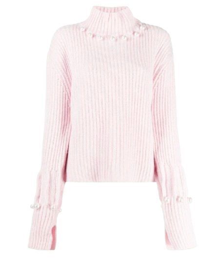 JW Anderson Pink Cashmere Blend Pearl Detail Jumper Size S wool/cashmere