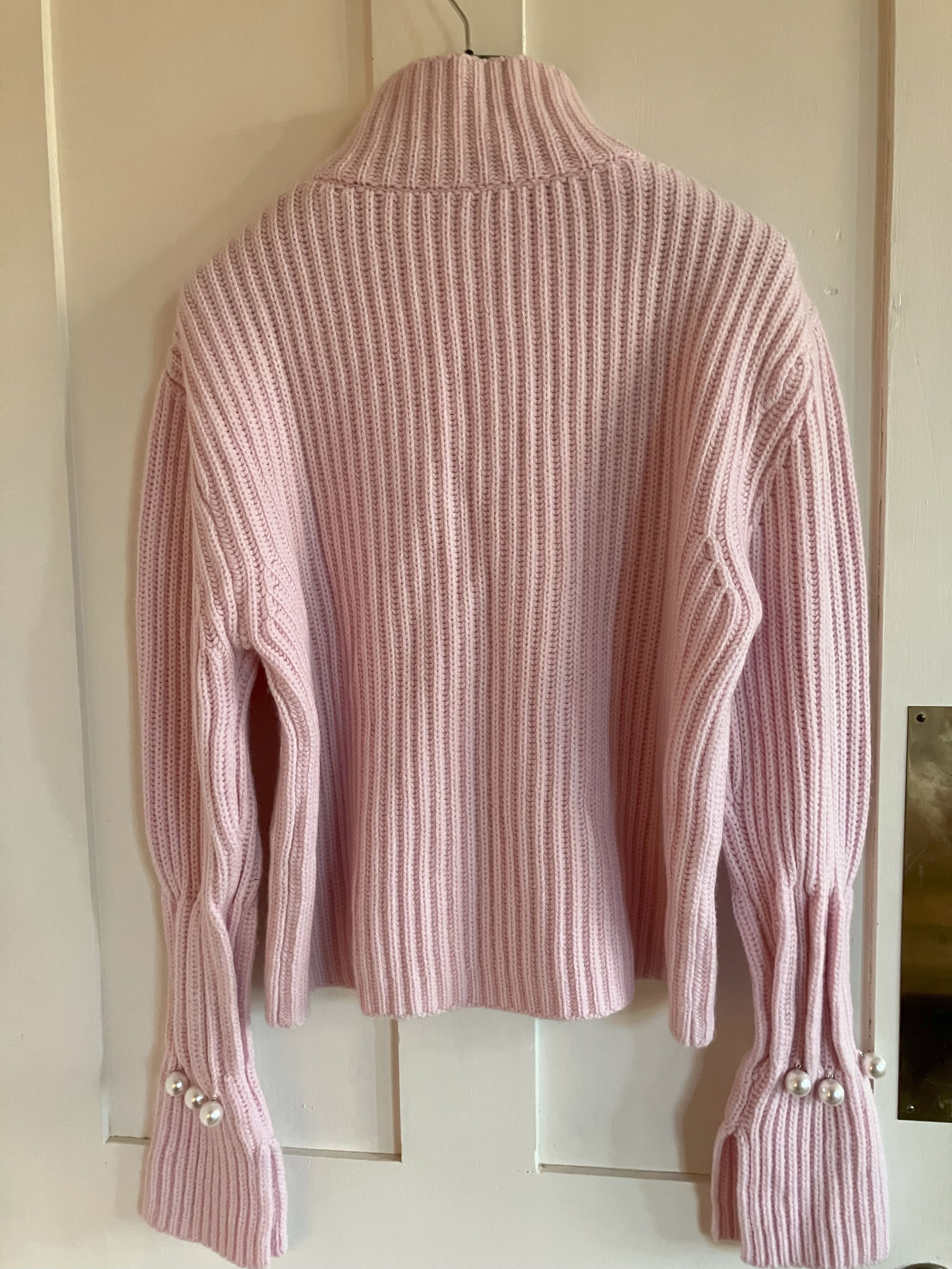 JW Anderson Pink Cashmere Blend Pearl Detail Jumper Size S wool/cashmere