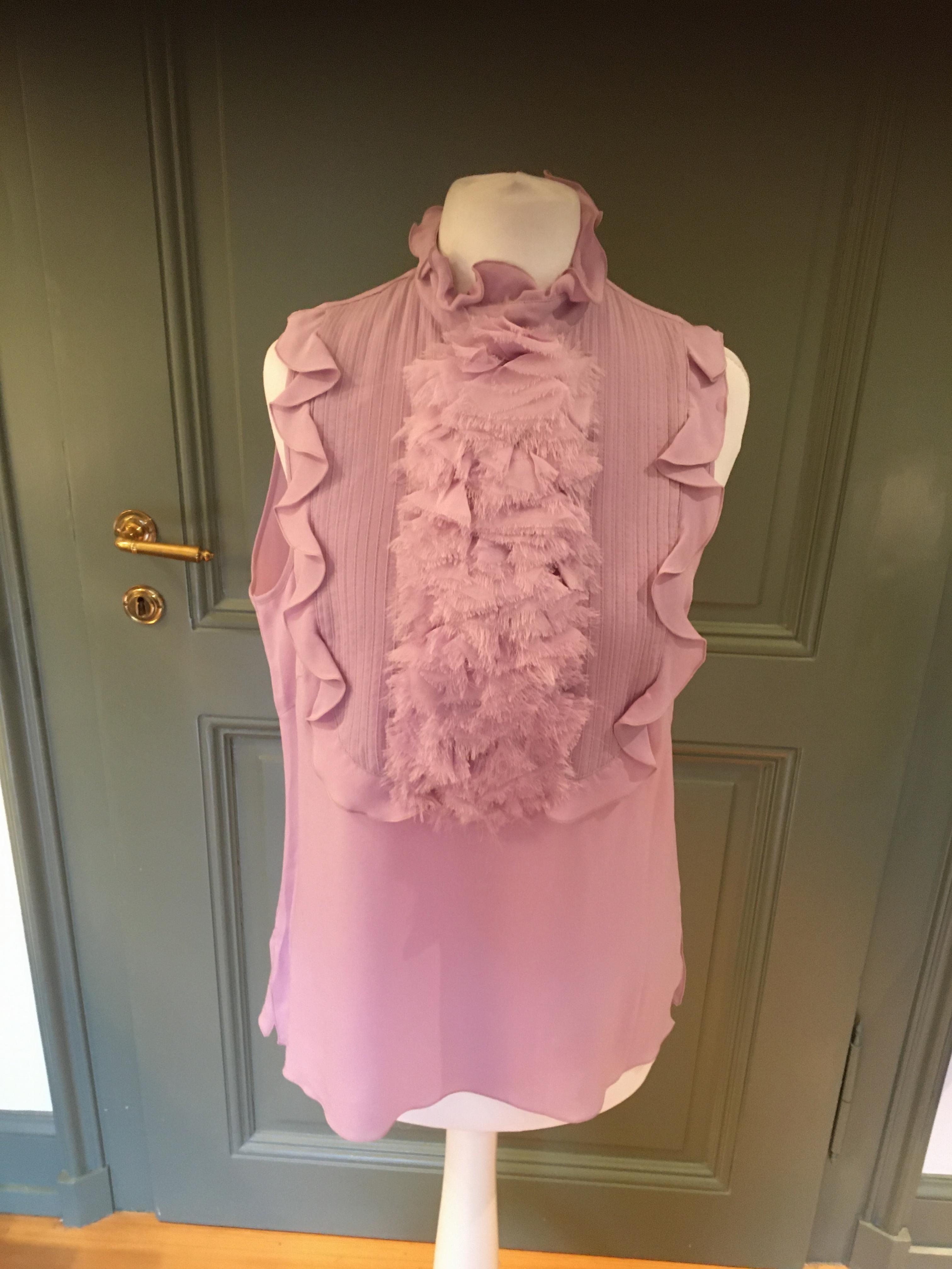 Andrew GN Lilac Sleeveless Ruffled Blouse Size XS