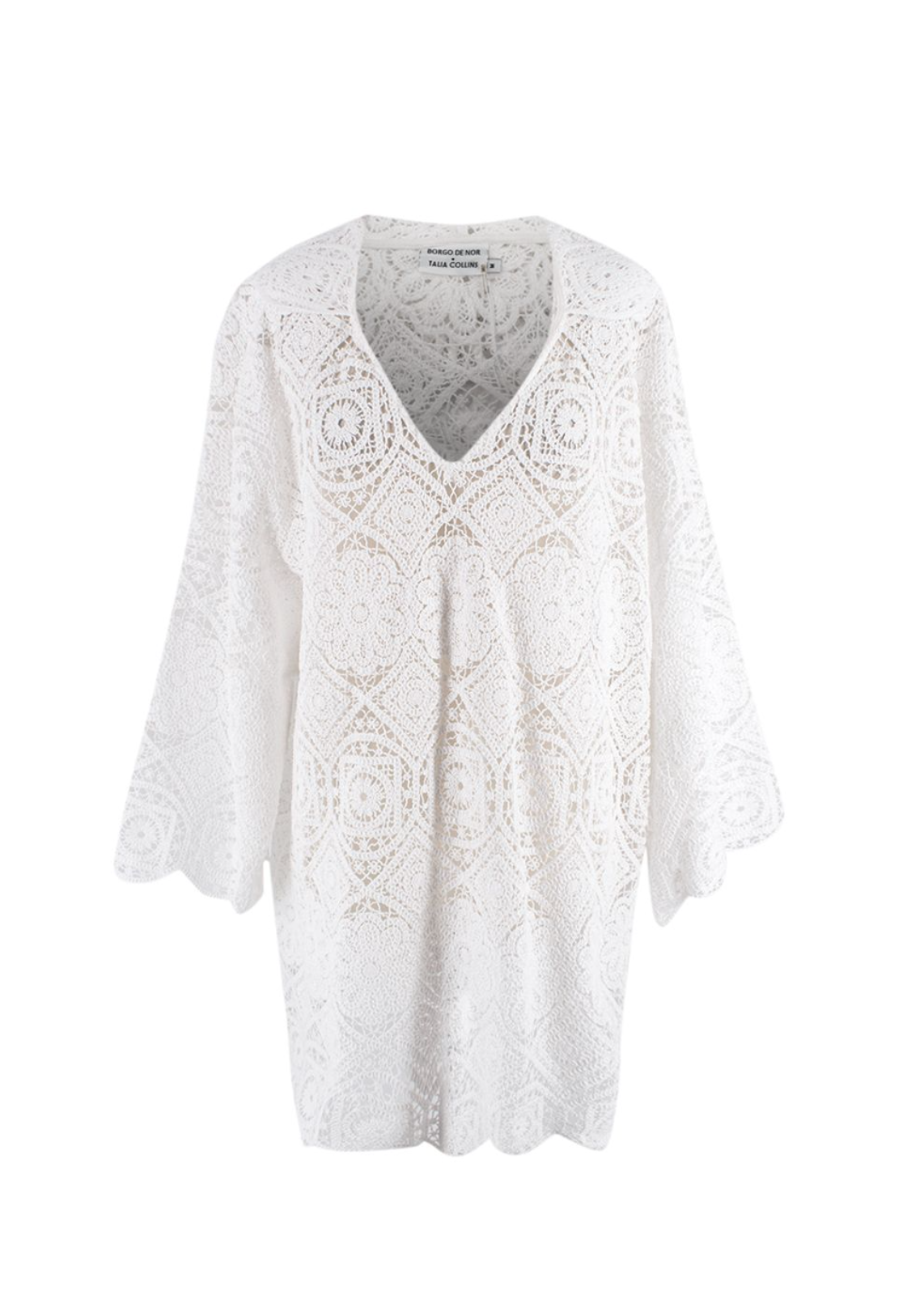 Borgo De Nor White Crochet Divona Brea Dress Size L cotton