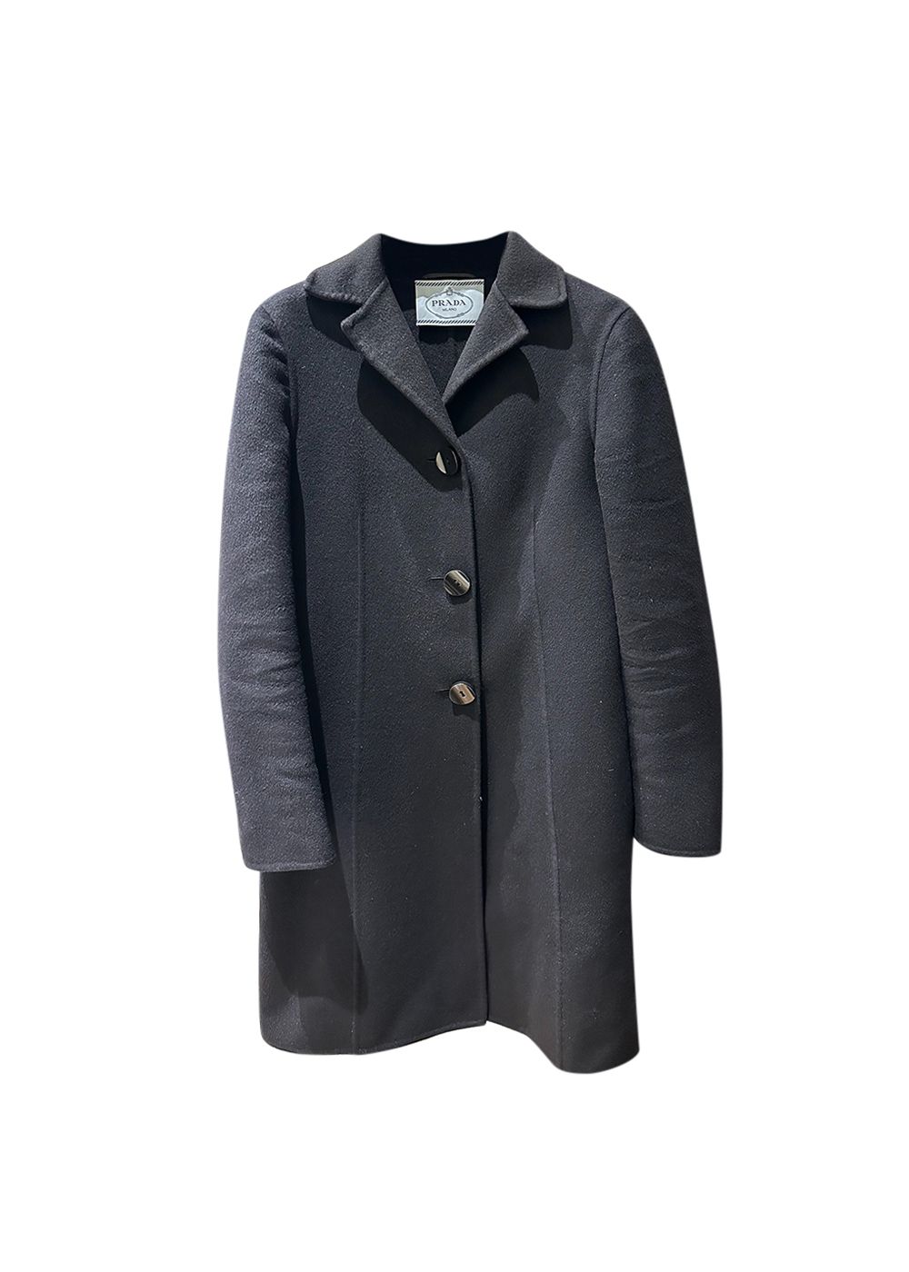 Preowned Prada Black Wool  Cashmere Coat Size 40