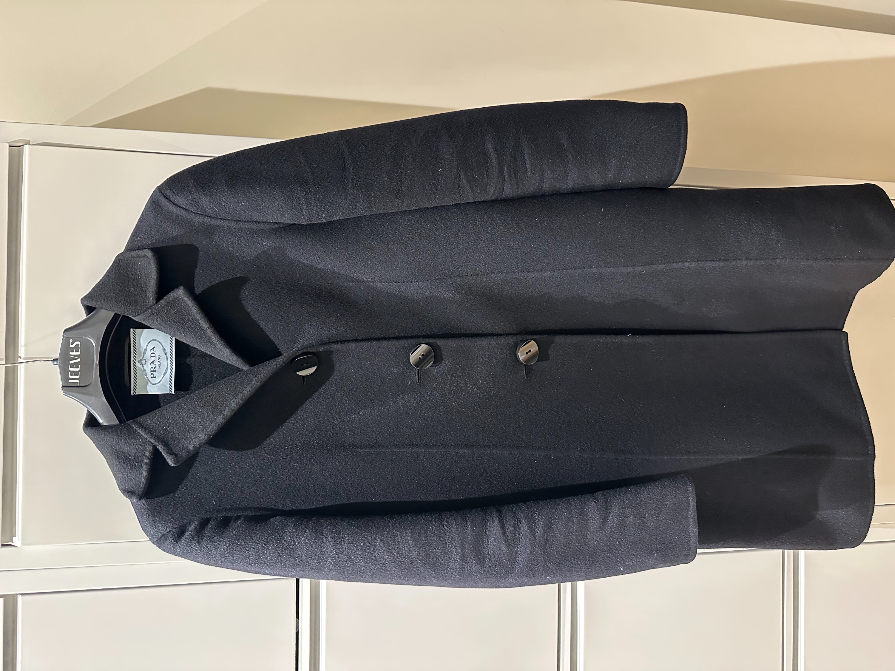 Preowned Prada Black Wool  Cashmere Coat Size 40