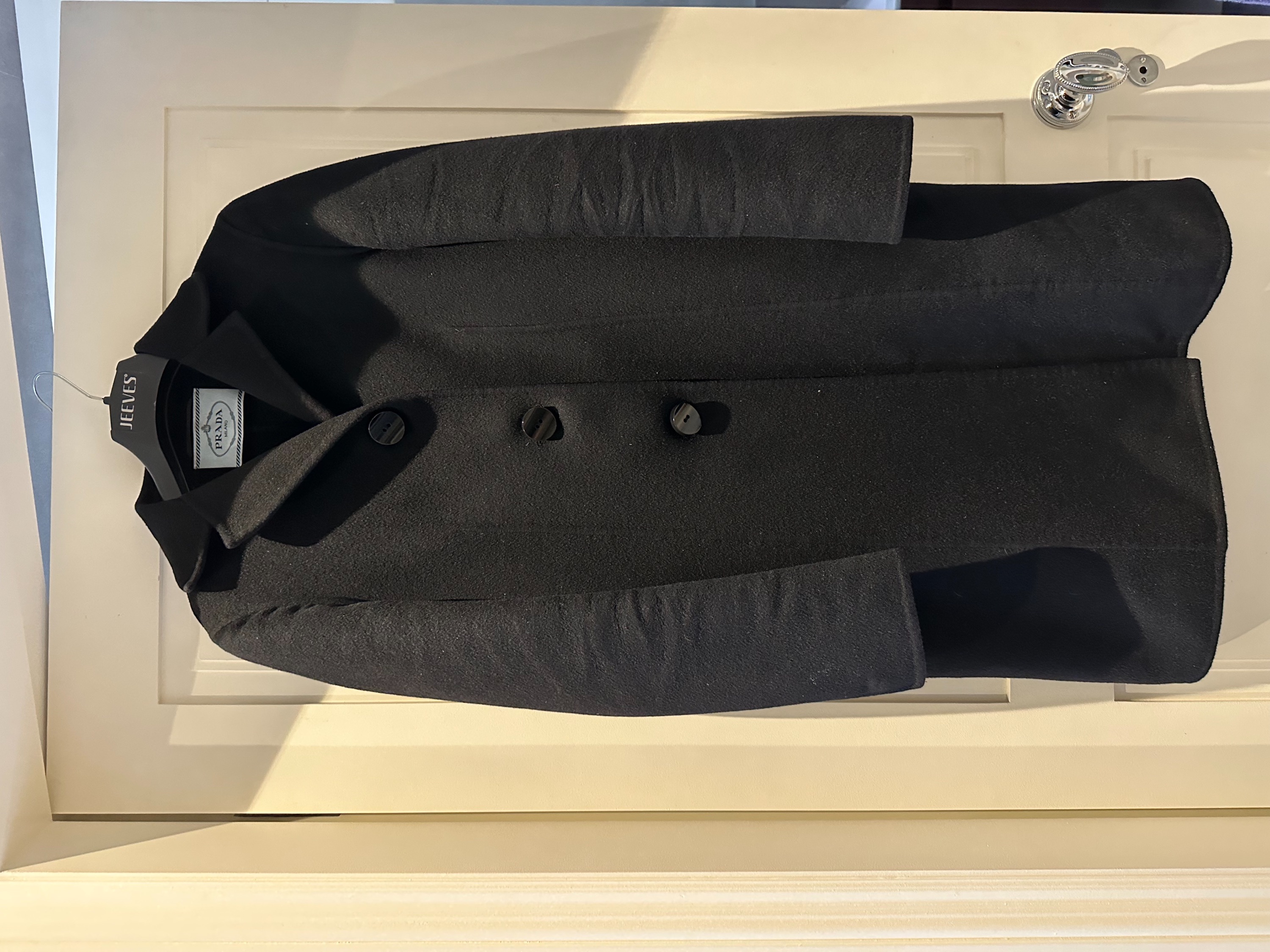 Preowned Prada Black Wool  Cashmere Coat Size 40